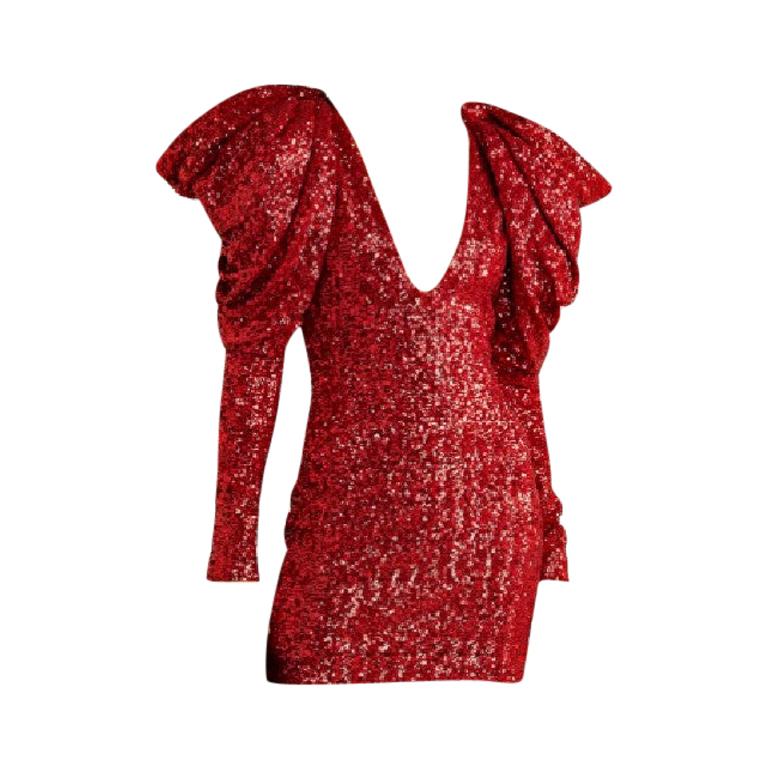 Redemption Draped Sequined Chiffon Mini Dress - Size US 8 For Sale