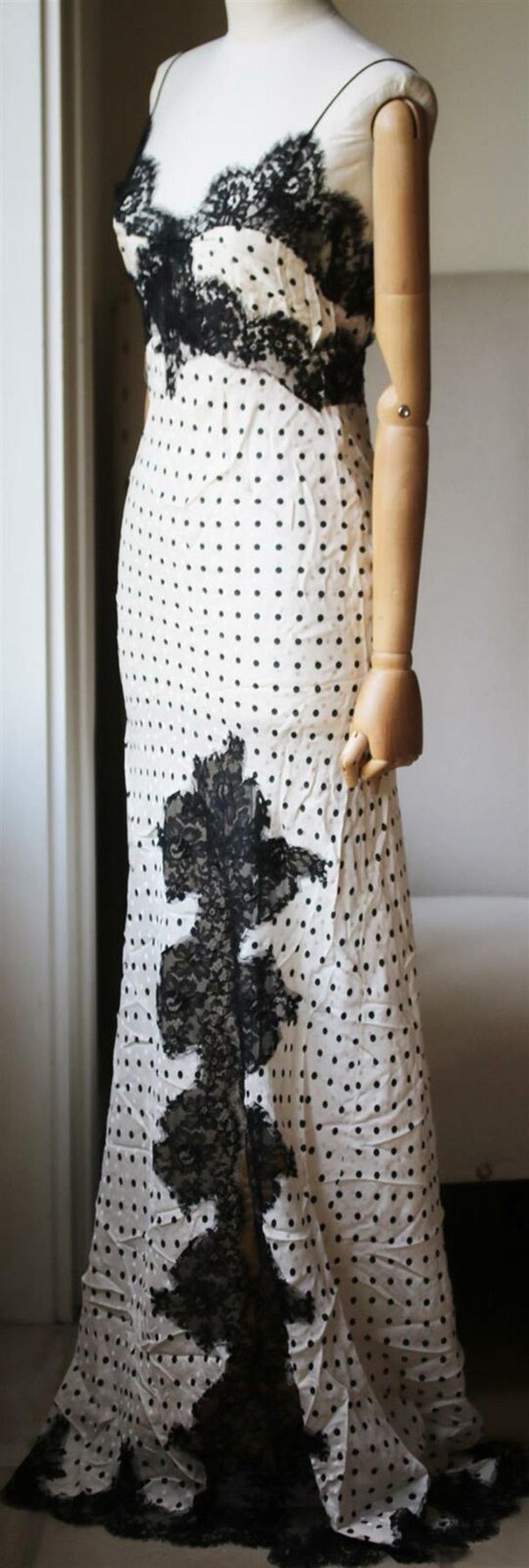 Redemption Polka-Dot Satin and Lace Maxi Dress