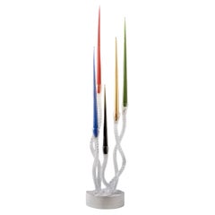 Redentore Clear Murano Glass & Palissandro Marble Candle Holder