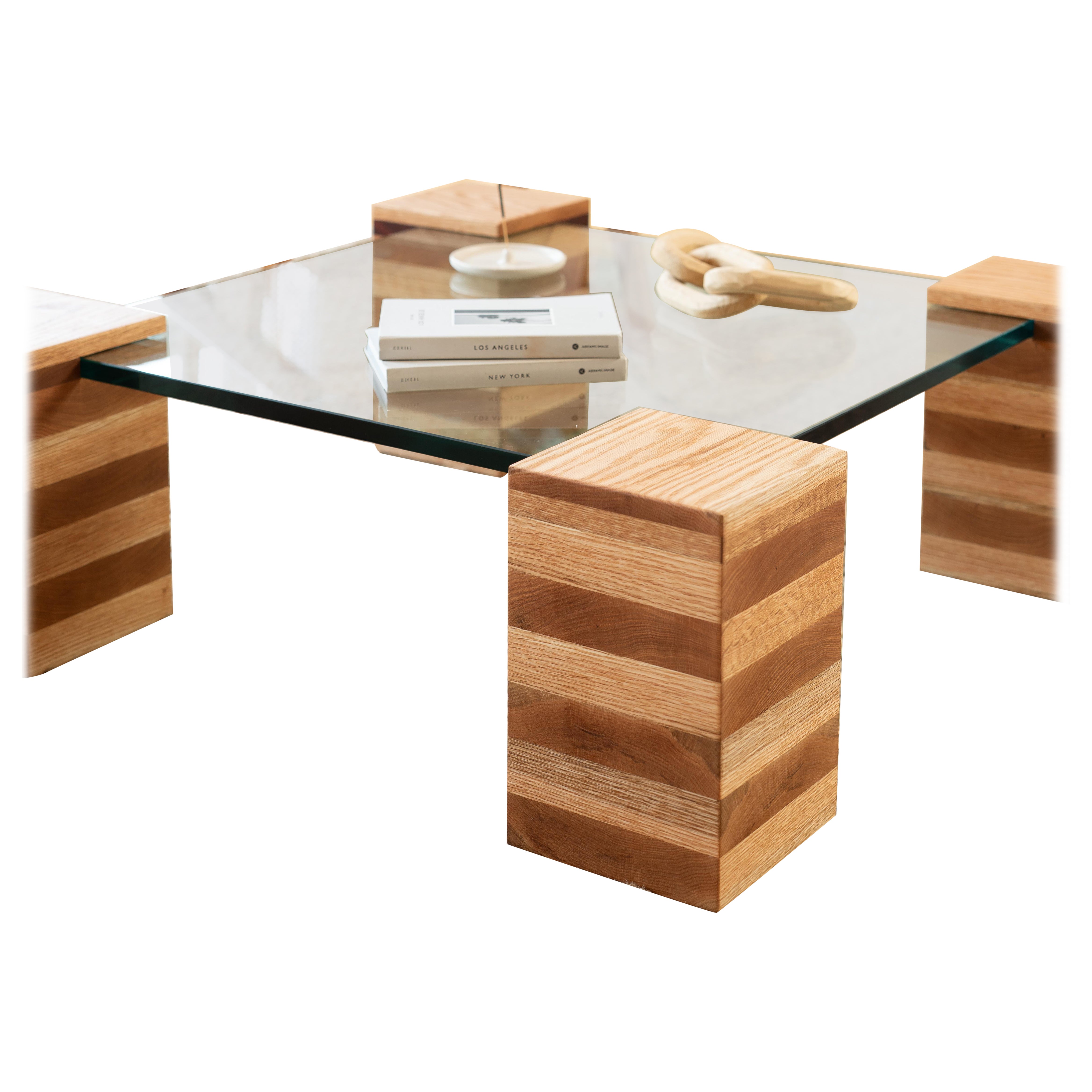 Redline Design Eiche + Glas Couchtisch