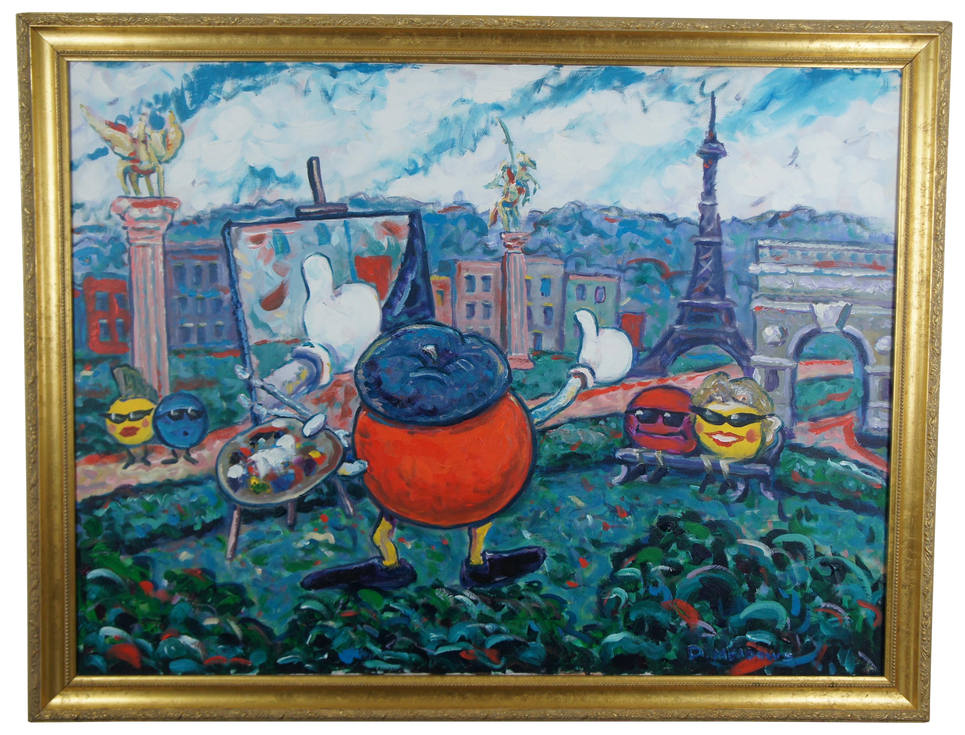 Expressionist Redman & Lady Dot D. Meadows Impressionist Landscapes Paintings Paris Romantic For Sale