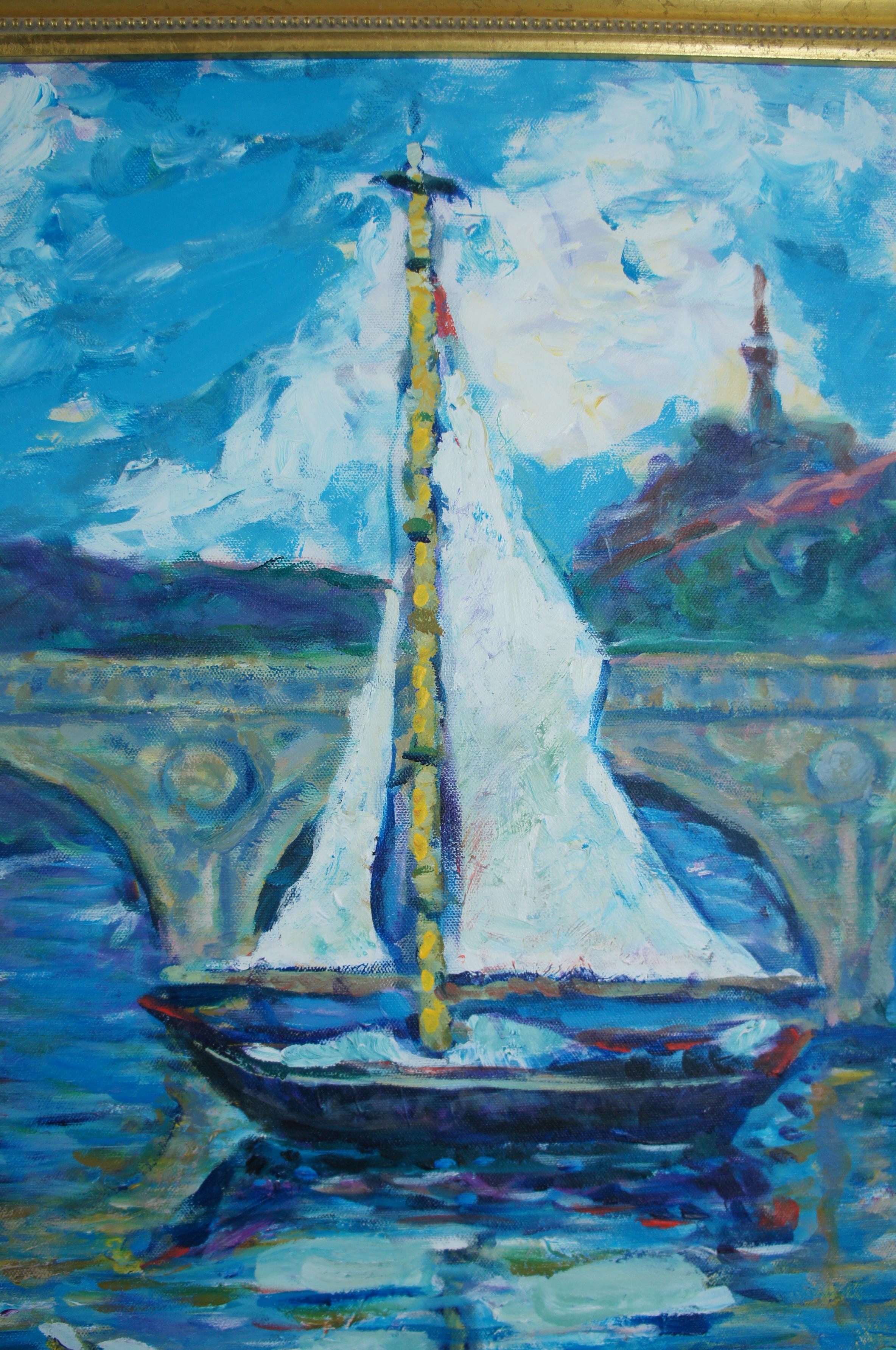 Redman & Lady Dot D. Meadows Impressionist Landscapes Paintings Paris Romantic For Sale 3