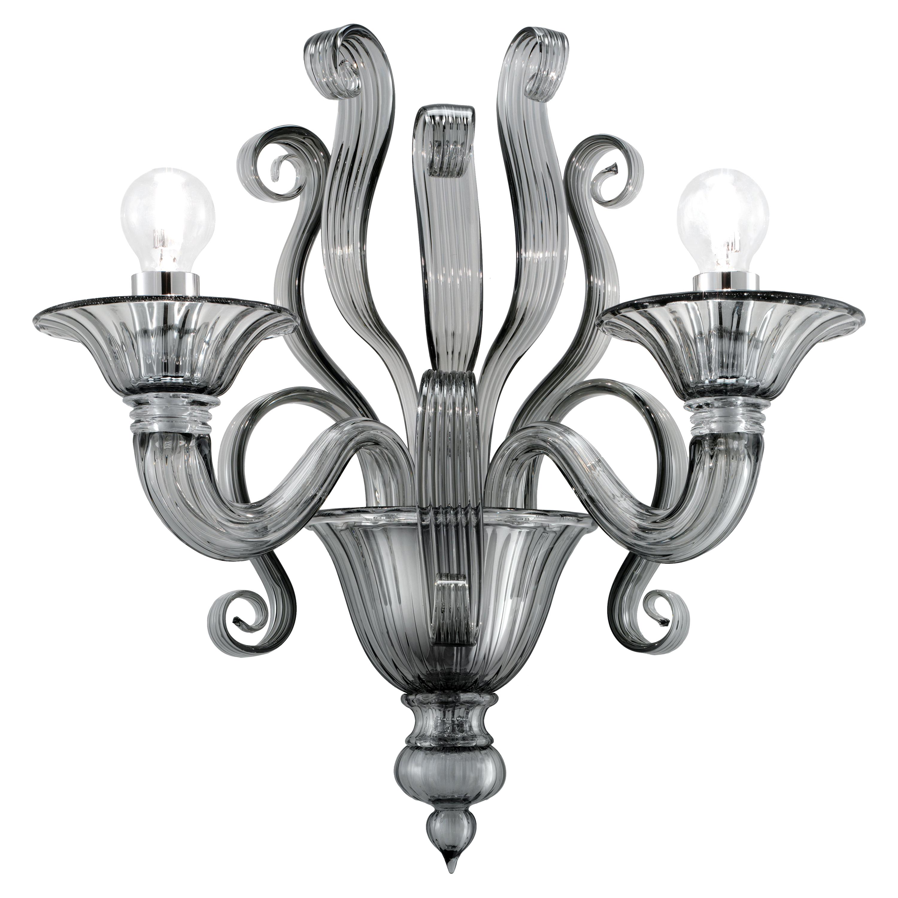 Gray (Grey_IC) Redon 5308 02 Wall Sconce in Glass and Polished Chrome, by Barovier&Toso