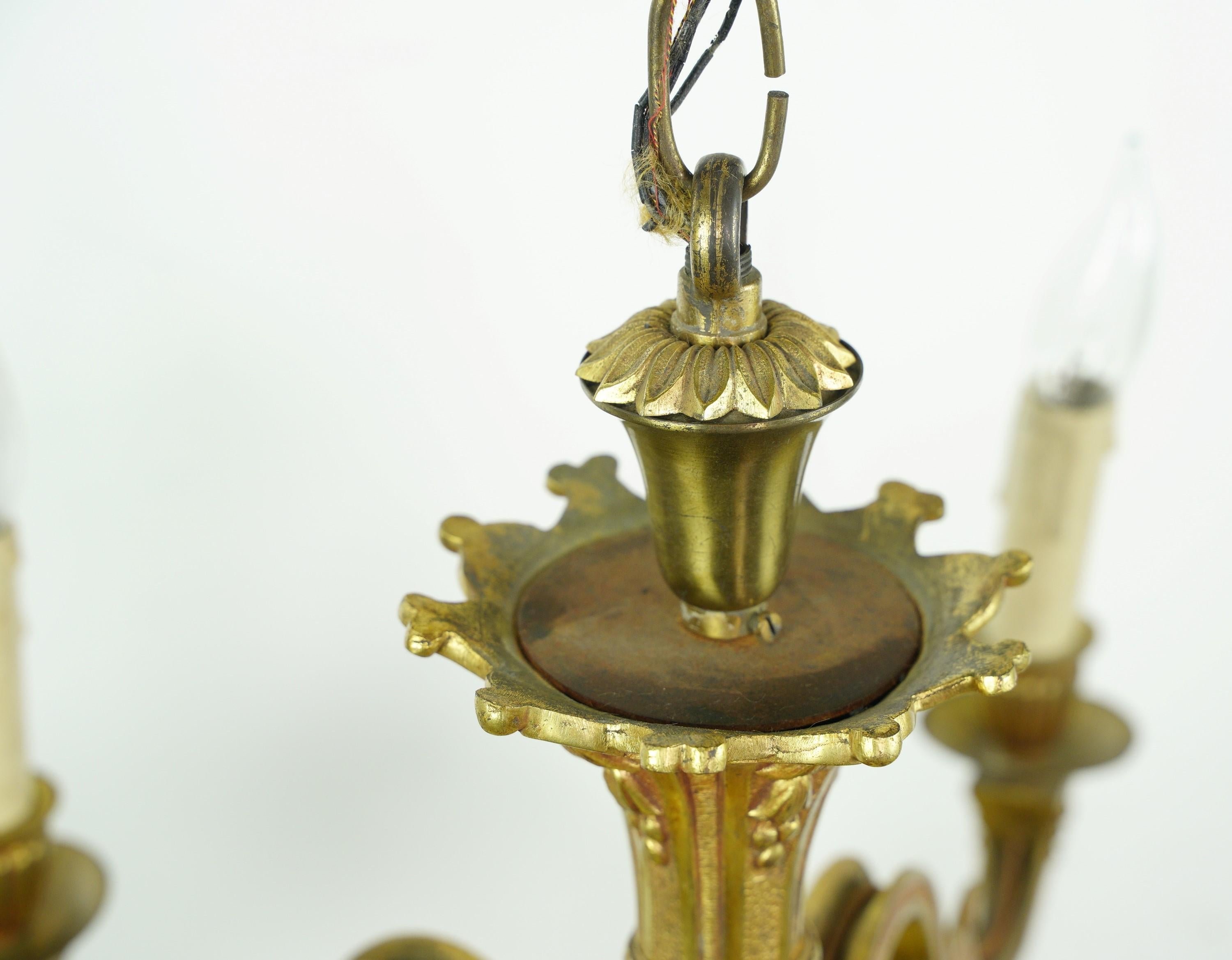 American Redone Cast Brass Chandelier 5 Lights Arms