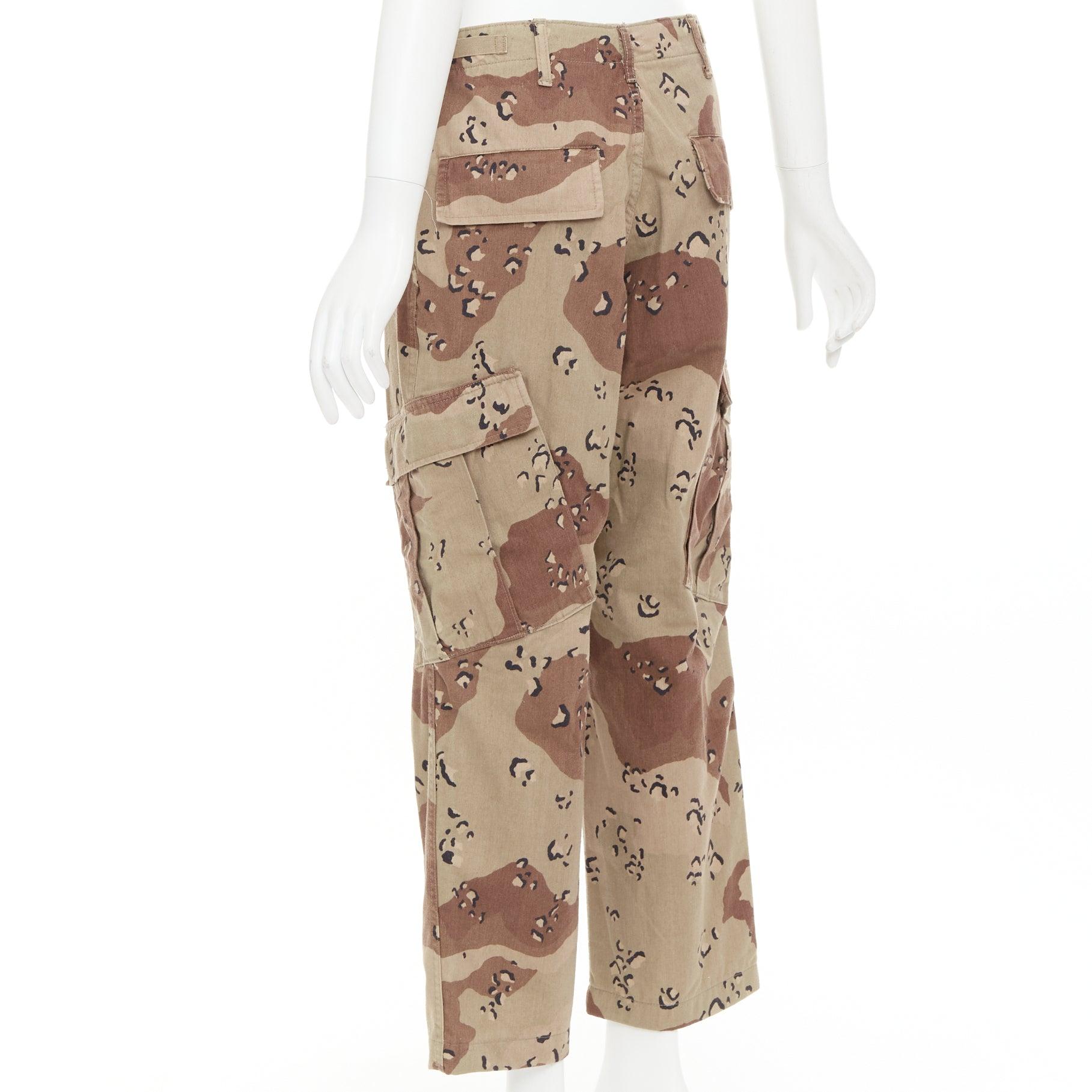 REDONE Desert Camo beige brown cotton blend camouflage cargo cropped pants S For Sale 1