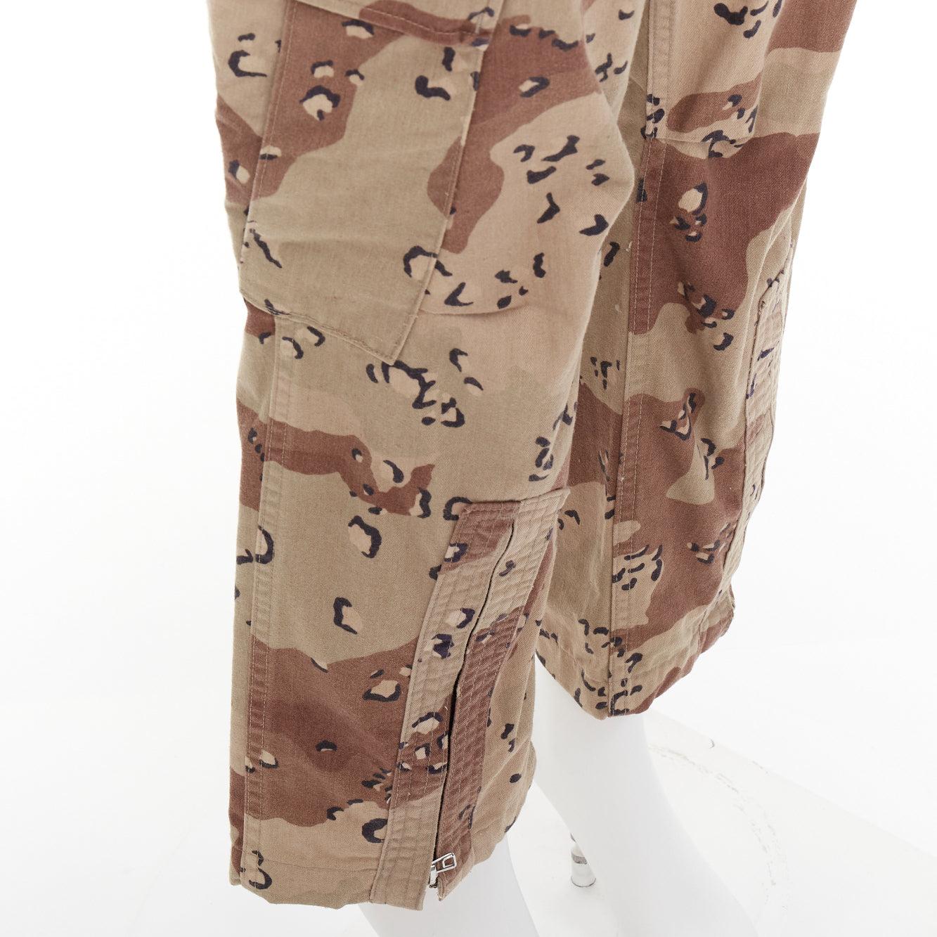REDONE Desert Camo beige brown cotton blend camouflage cargo cropped pants S For Sale 2
