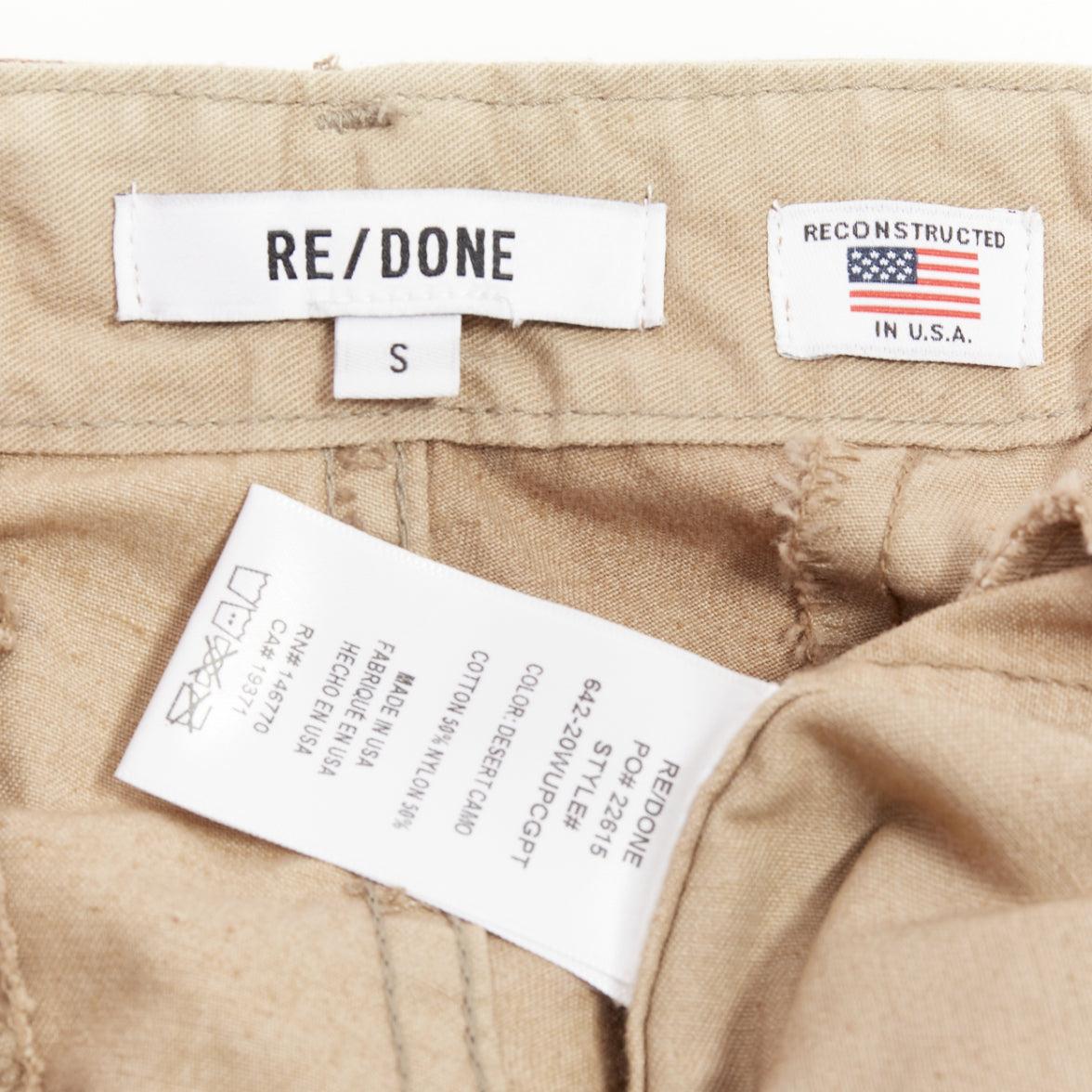 REDONE Desert Camo beige brown cotton blend camouflage cargo cropped pants S For Sale 3