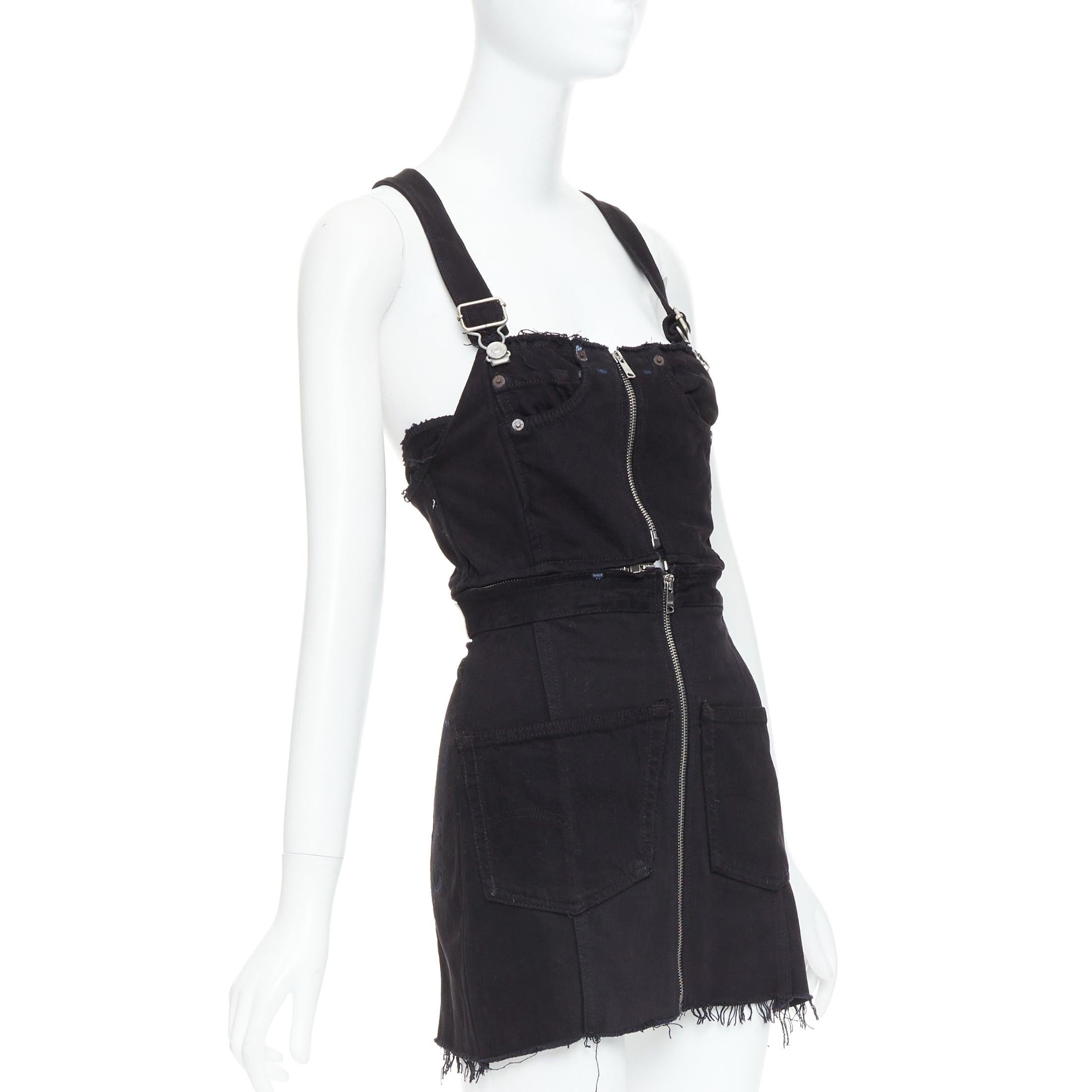 Black REDONE LEVI'S black cotton recontructed zipper pocketed dress XS For Sale