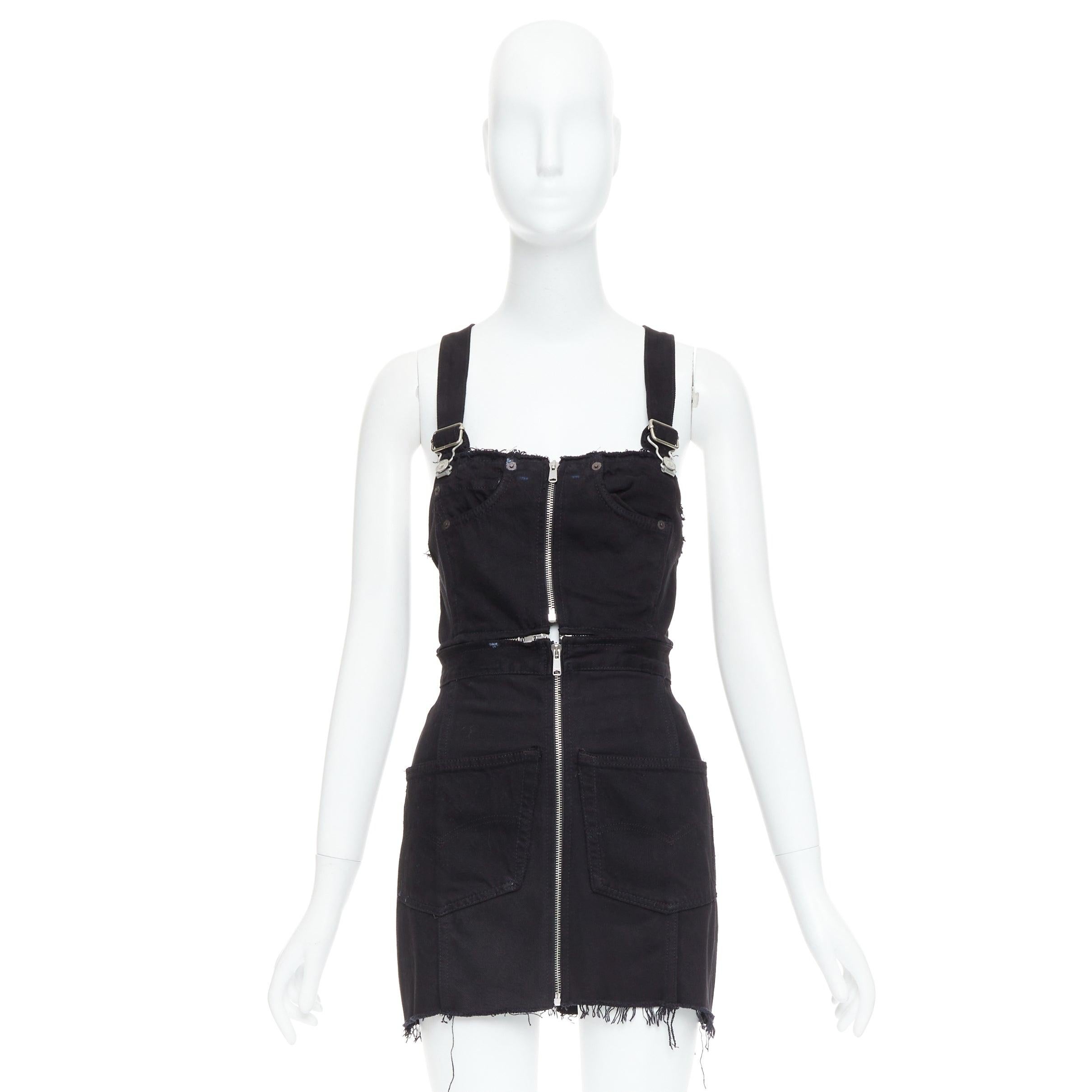 REDONE LEVI'S black cotton recontructed zipper pocketed dress XS For Sale 4
