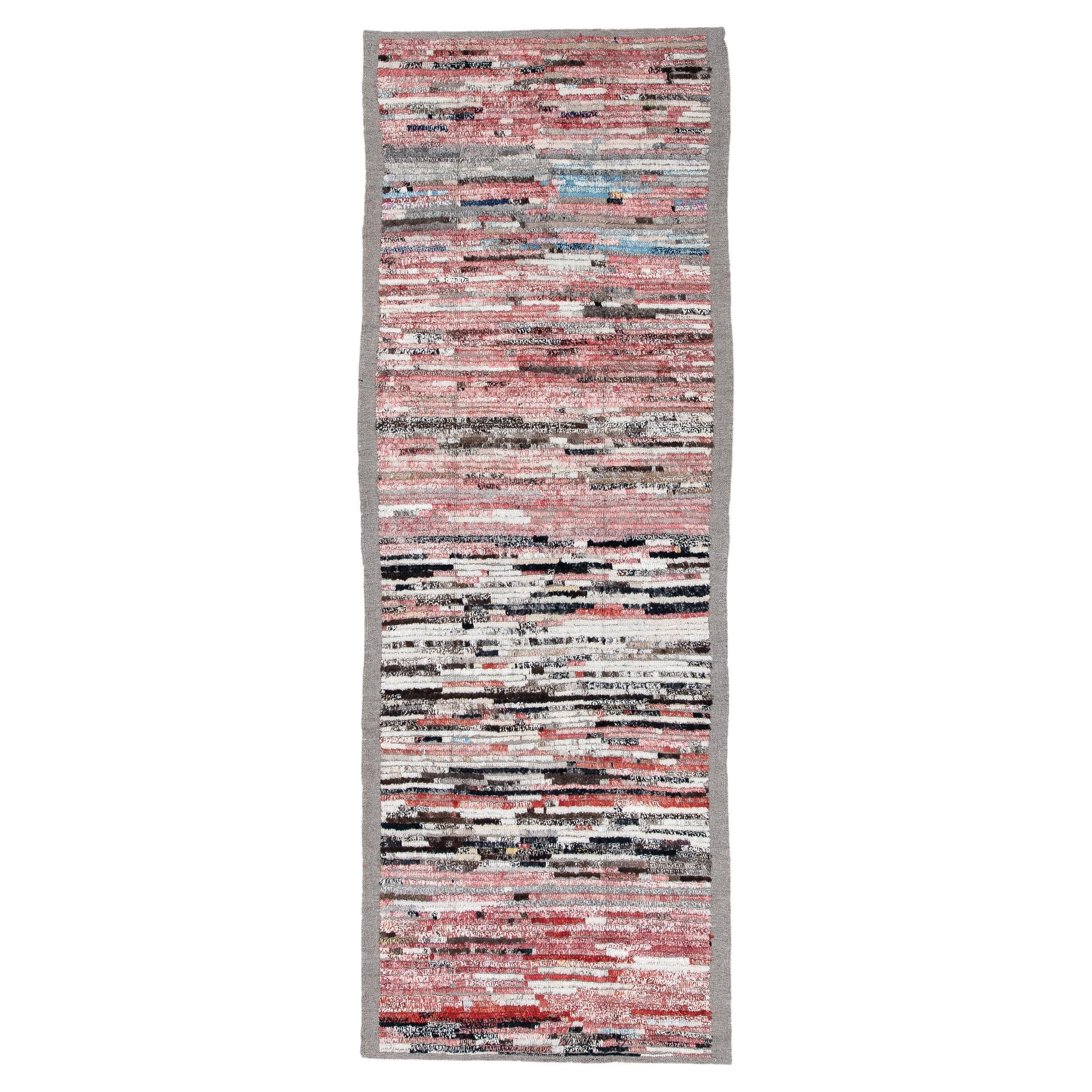 Reds Blues Charcoals Striated Tulu Rug