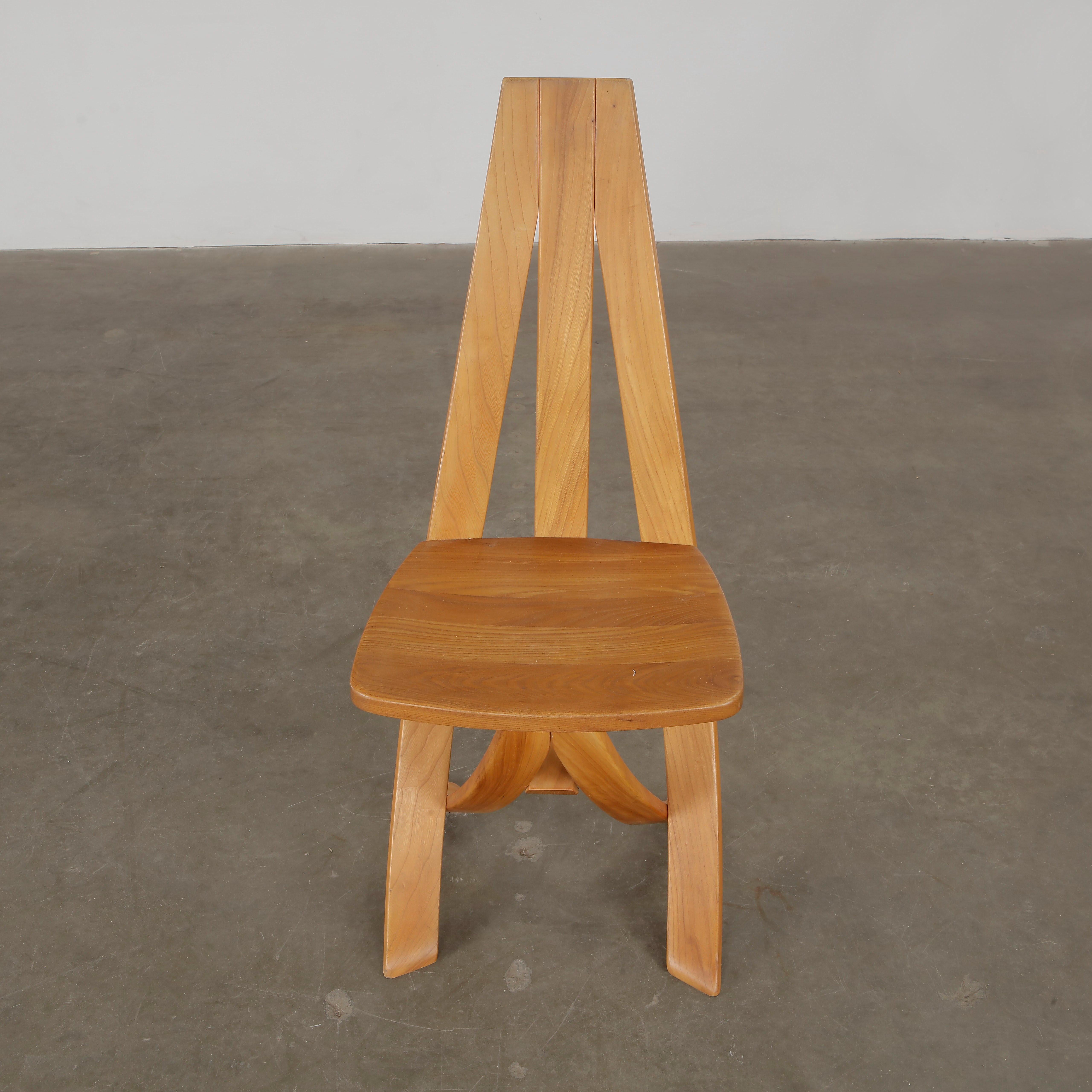 Redureau for Seltz, Set of Six Wood Chairs, 1970s in vendita 3