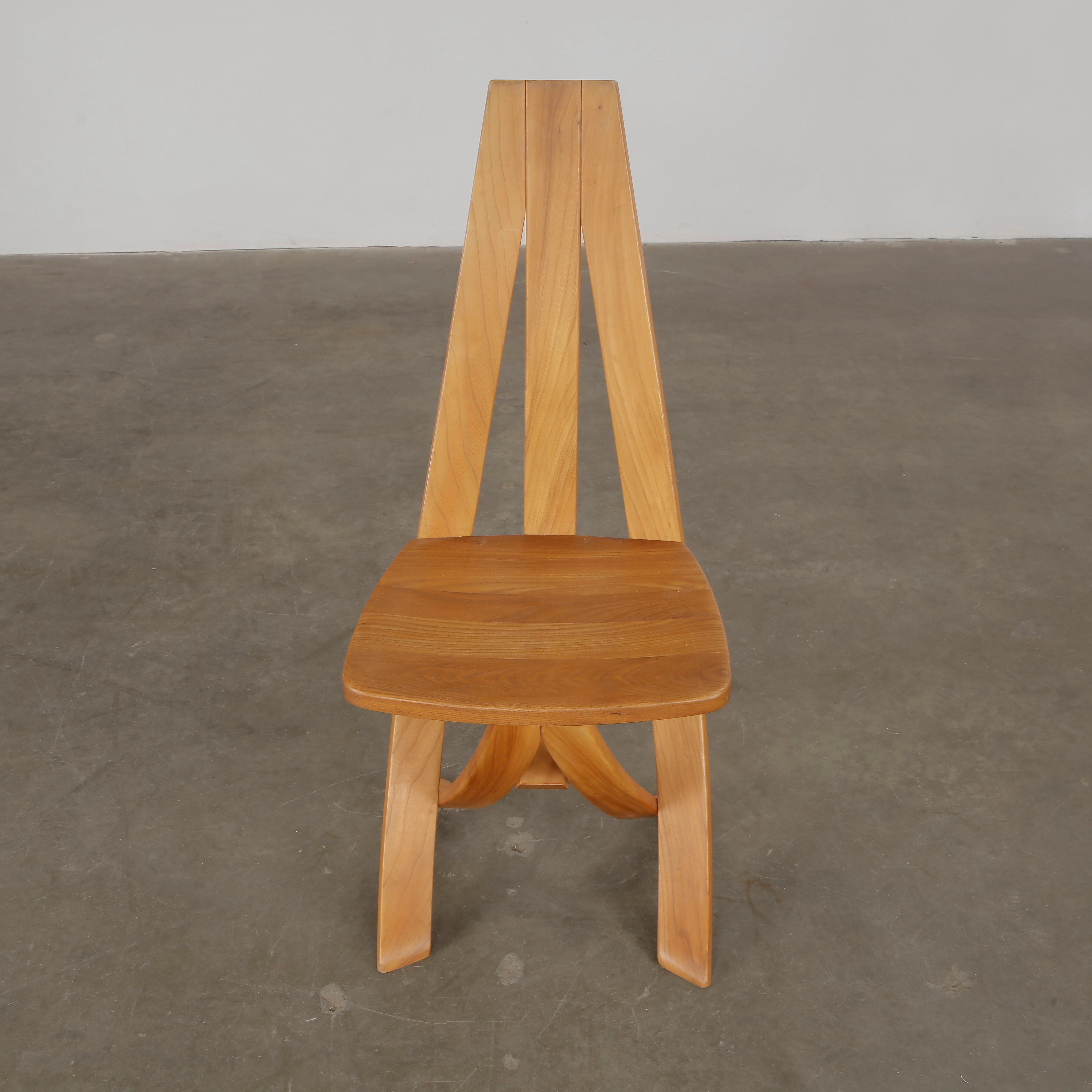 Redureau for Seltz, Set of Six Wood Chairs, 1970s in vendita 4