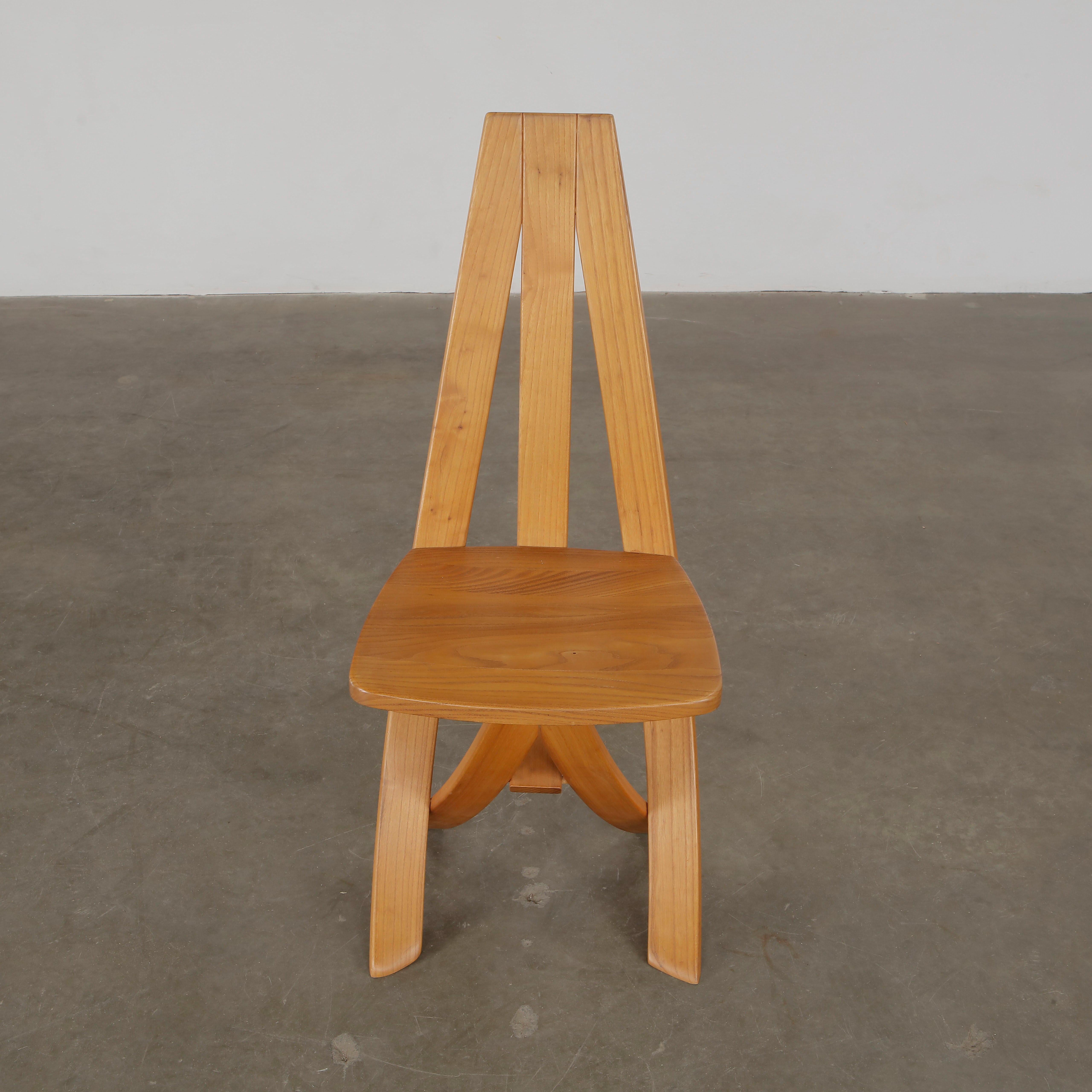Redureau for Seltz, Set of Six Wood Chairs, 1970s in vendita 5