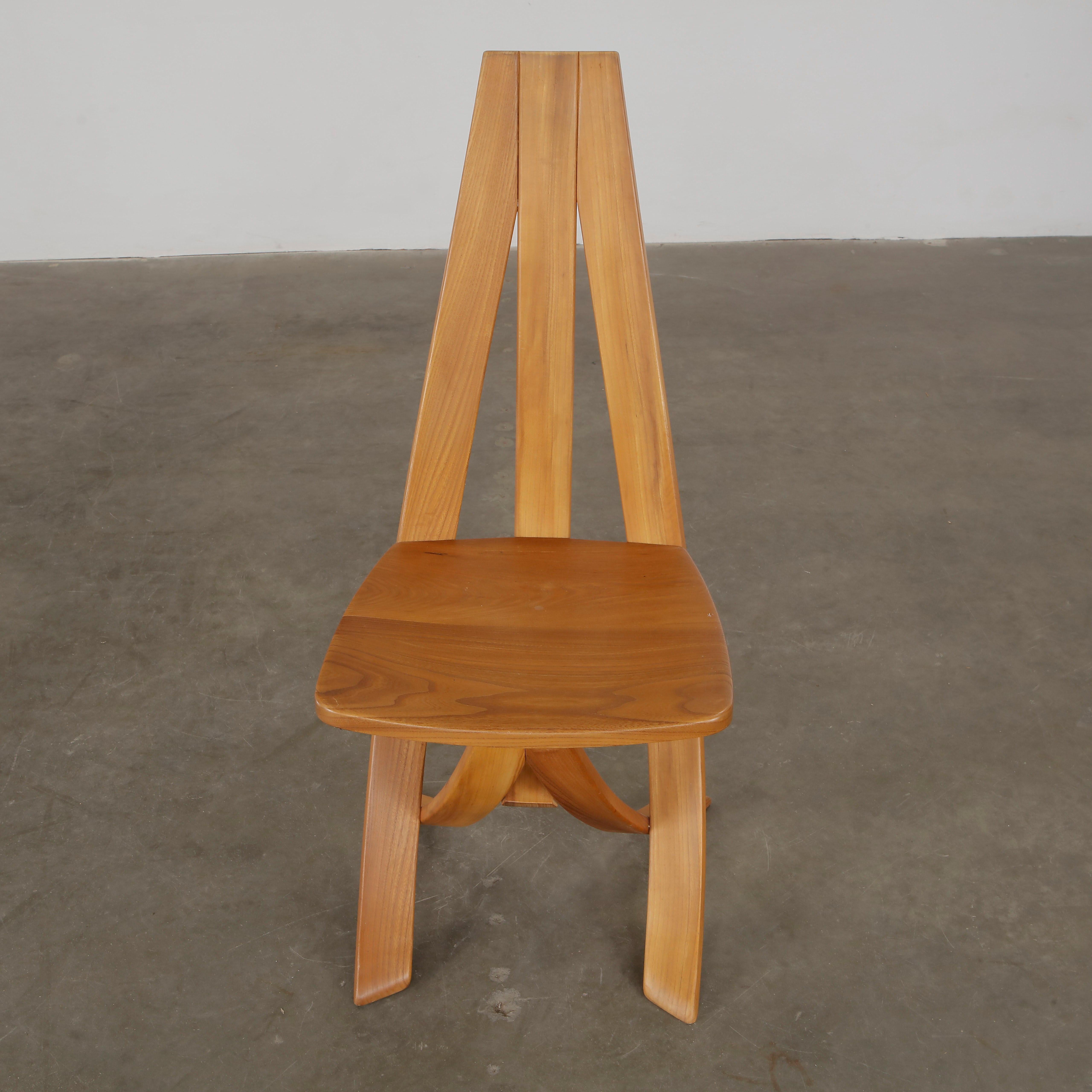 Redureau for Seltz, Set of Six Wood Chairs, 1970s in vendita 6