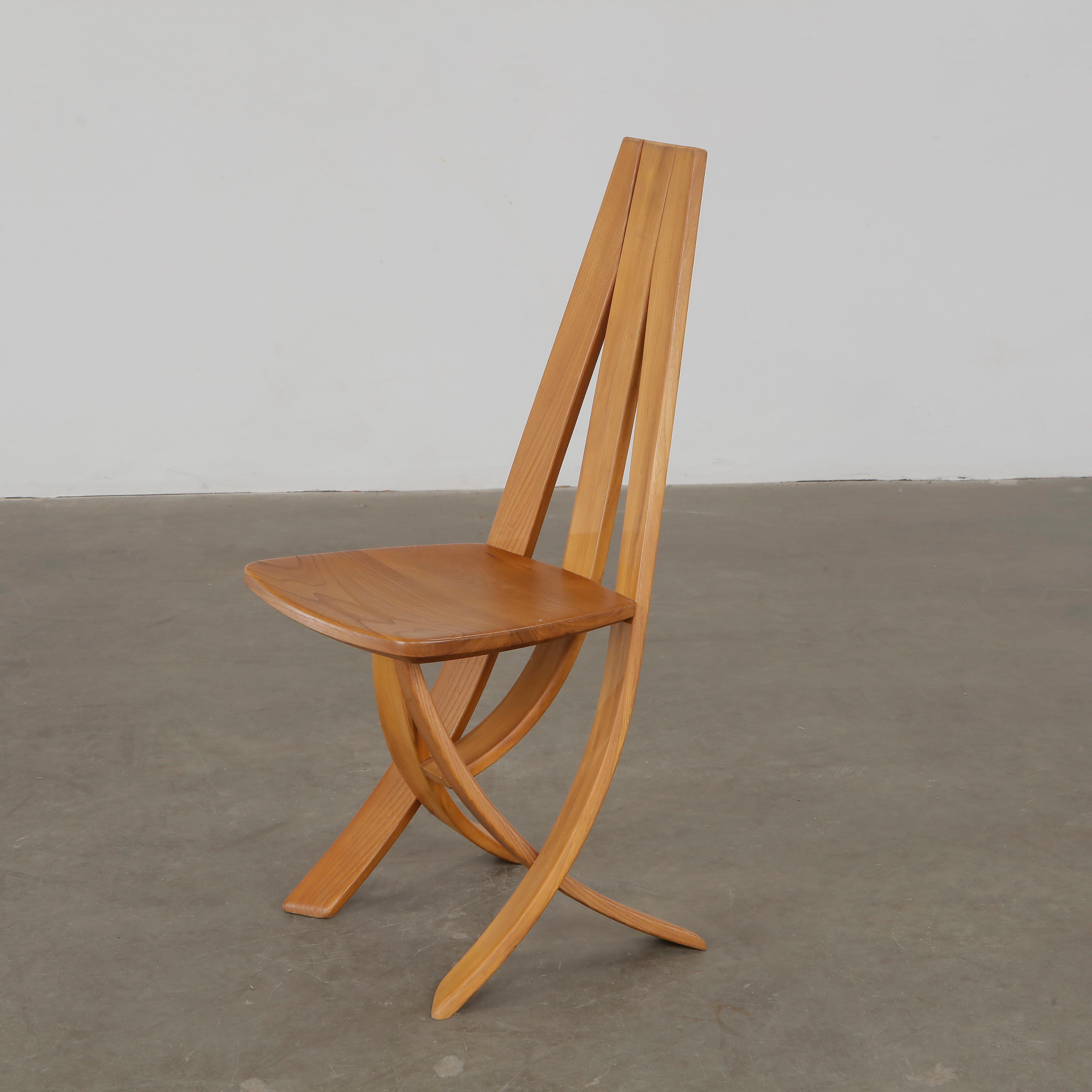 Redureau for Seltz, Set of Six Wood Chairs, 1970s in vendita 7