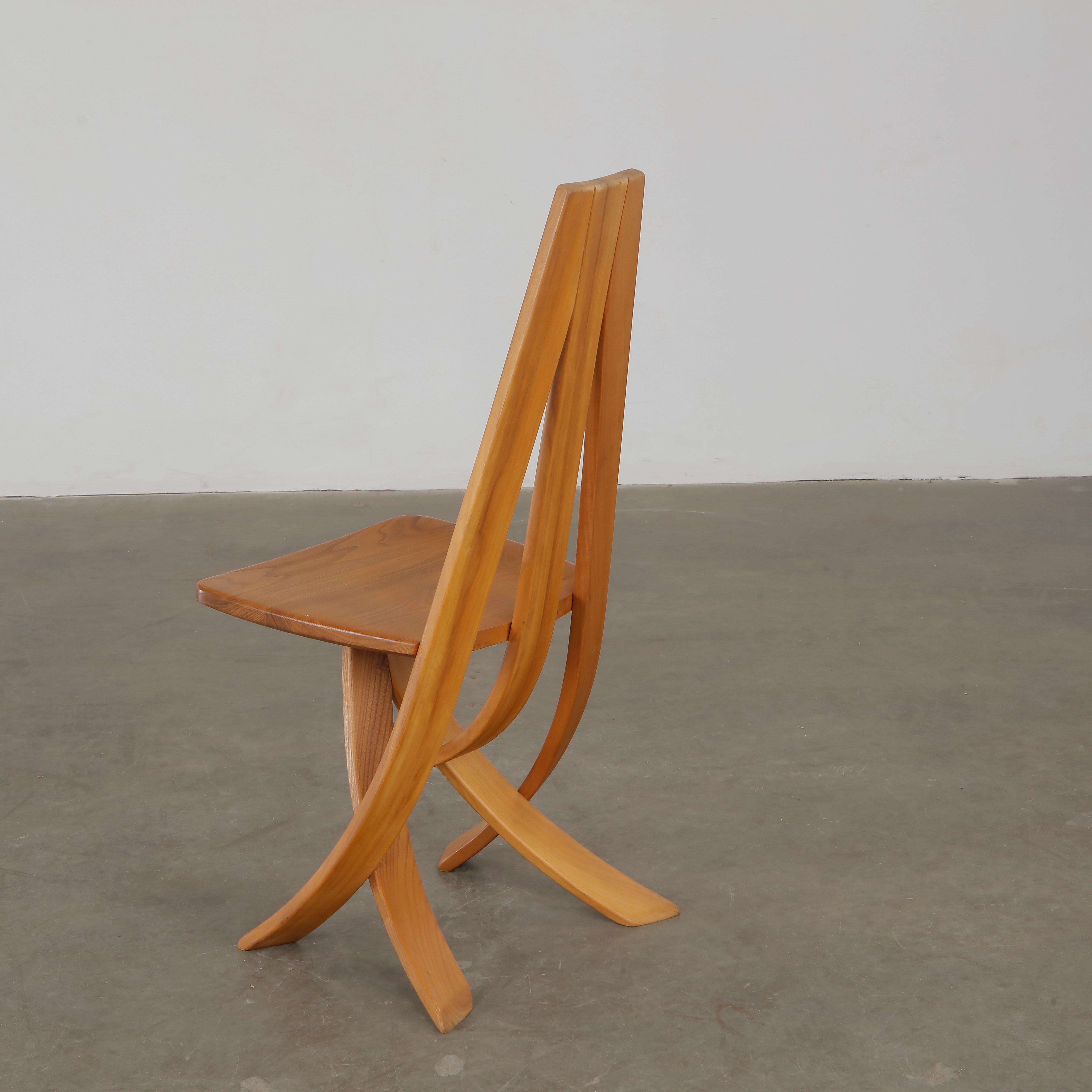 Redureau for Seltz, Set of Six Wood Chairs, 1970s in vendita 9