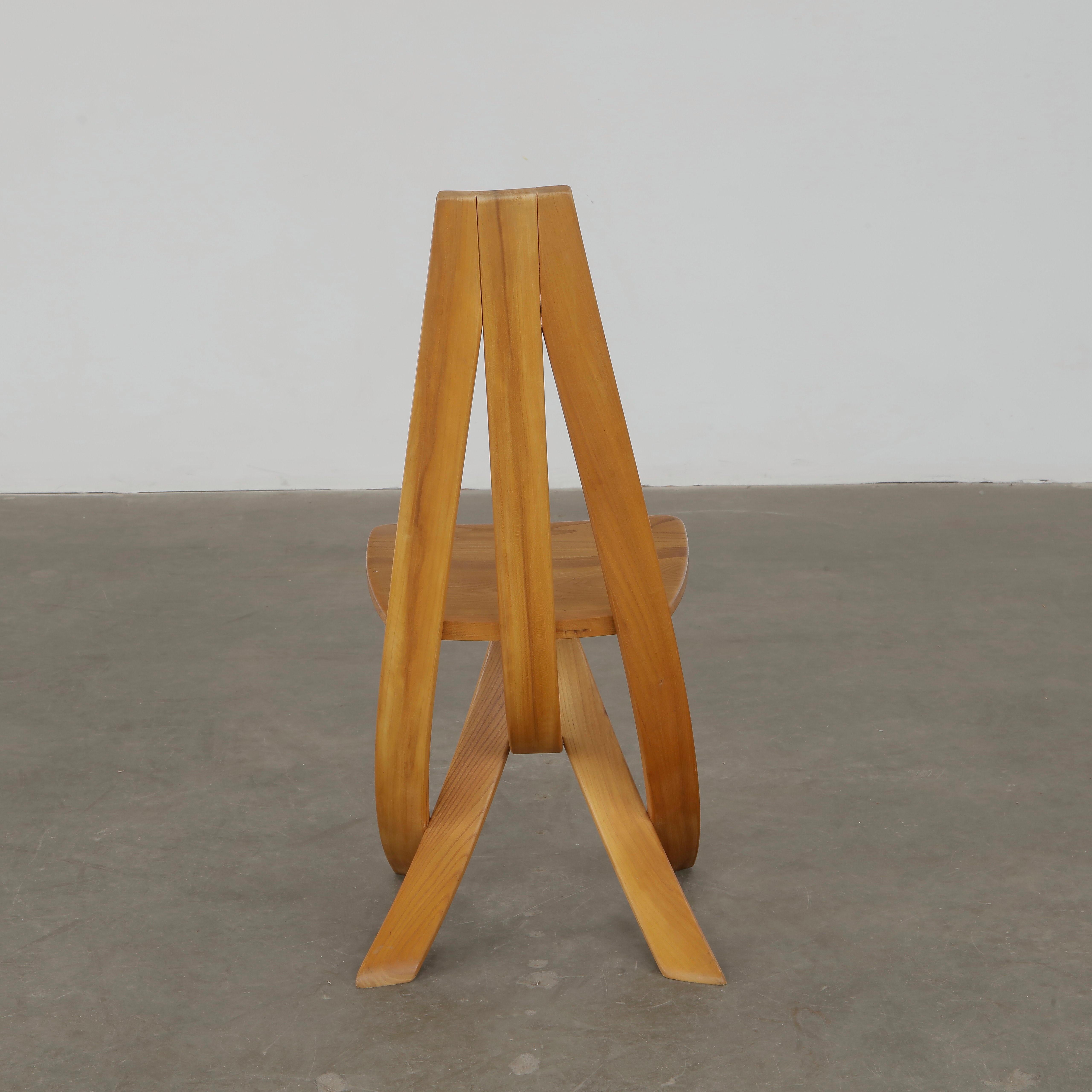 Redureau for Seltz, Set of Six Wood Chairs, 1970s in vendita 10
