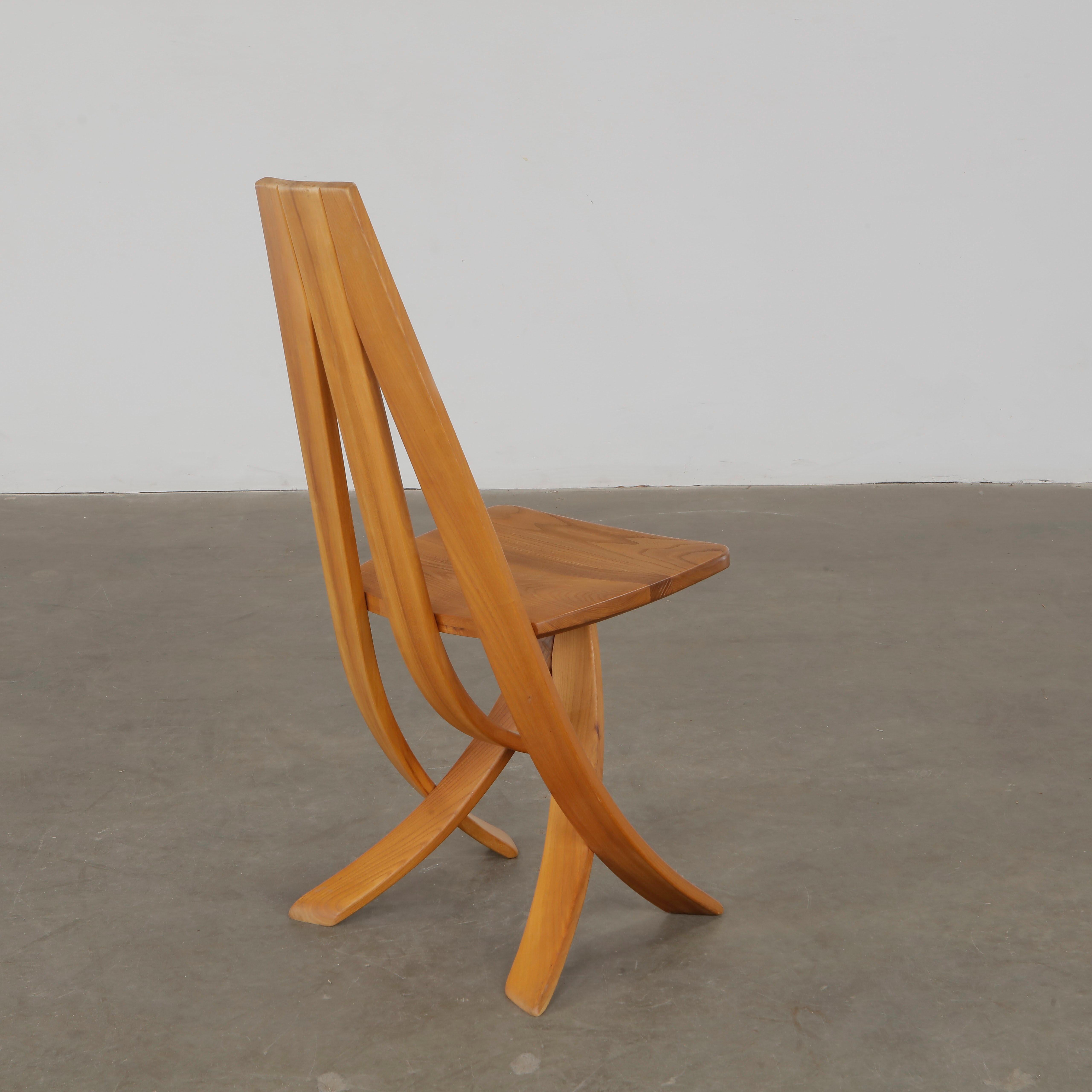 Redureau for Seltz, Set of Six Wood Chairs, 1970s in vendita 11