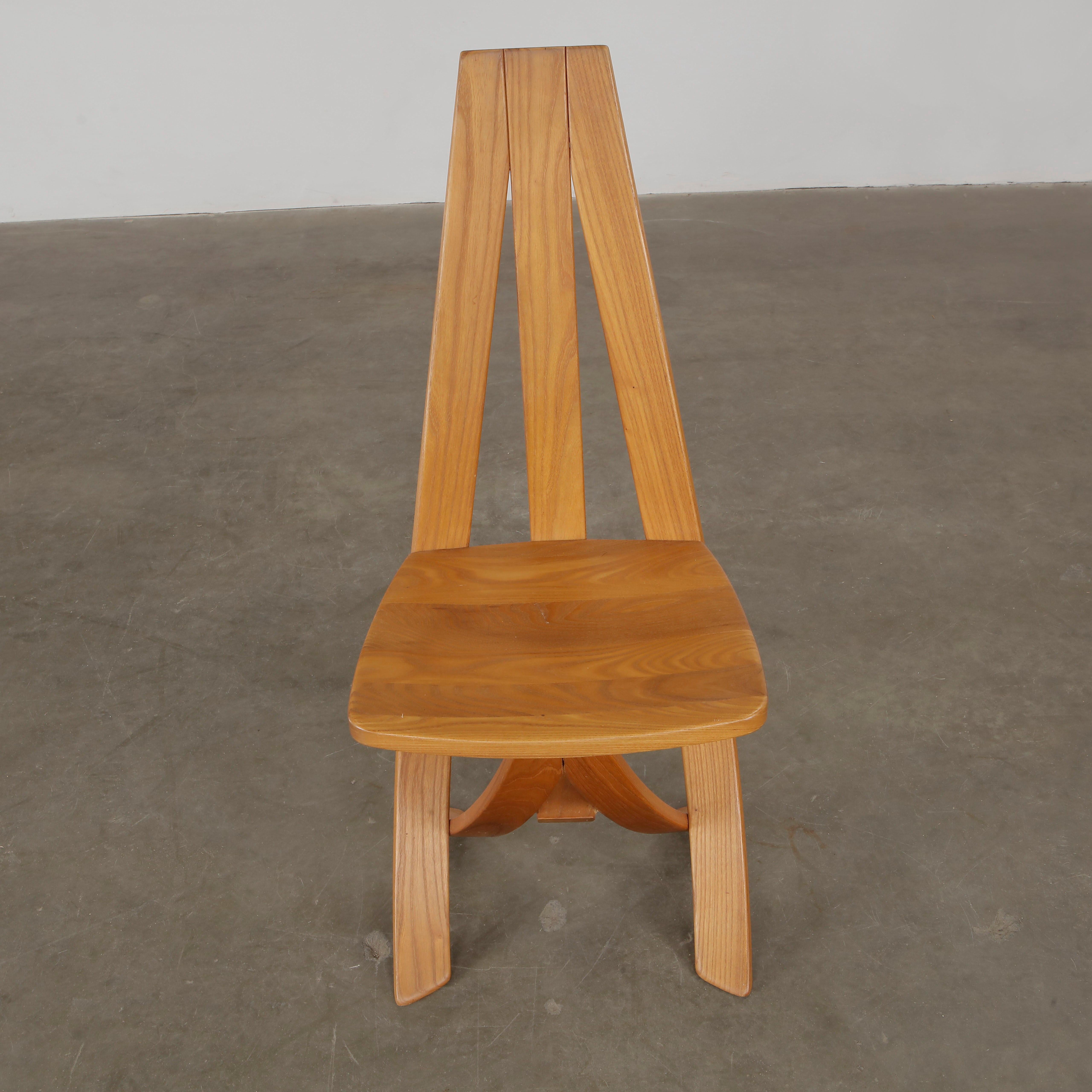 Redureau for Seltz, Set of Six Wood Chairs, 1970s in vendita 1