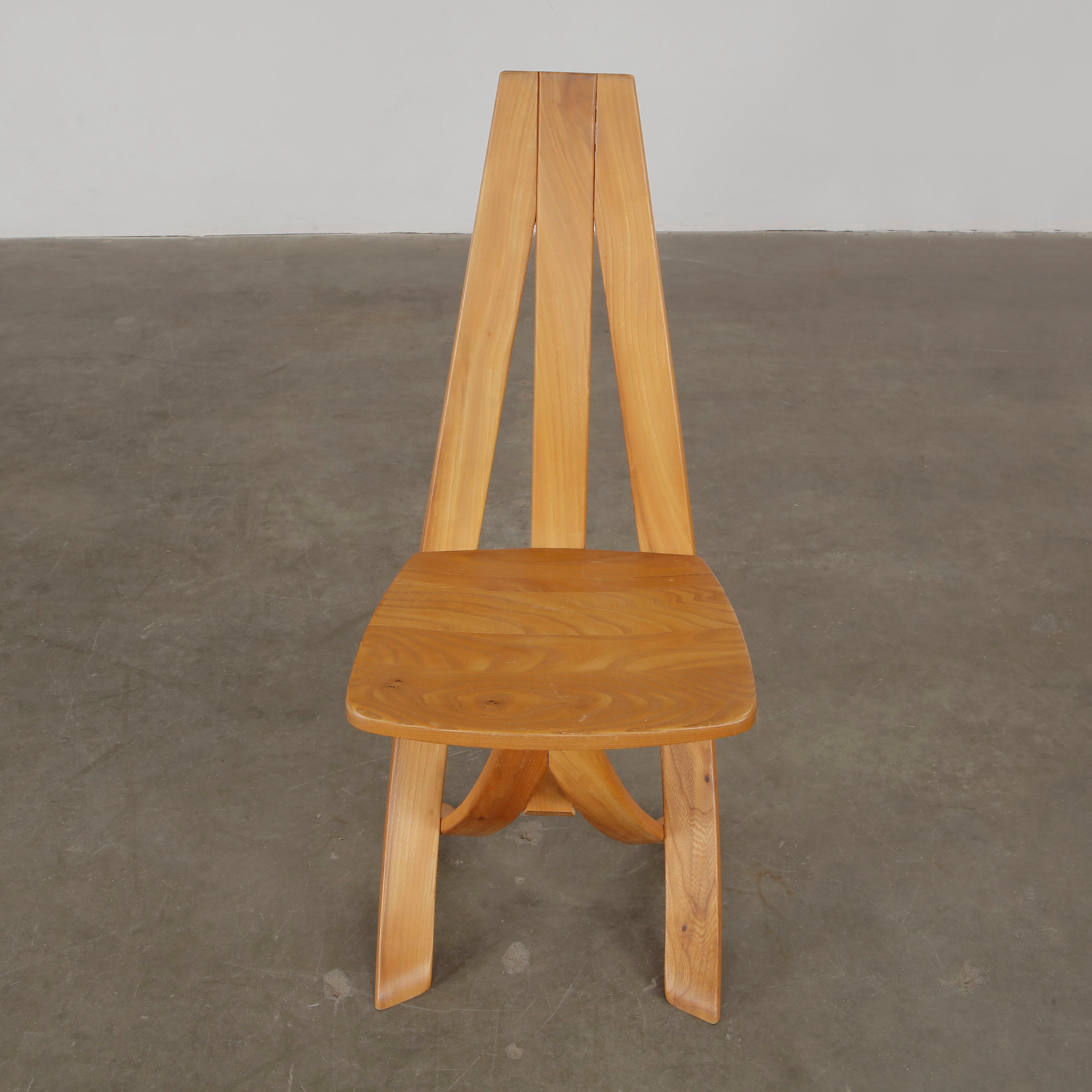 Redureau for Seltz, Set of Six Wood Chairs, 1970s in vendita 2