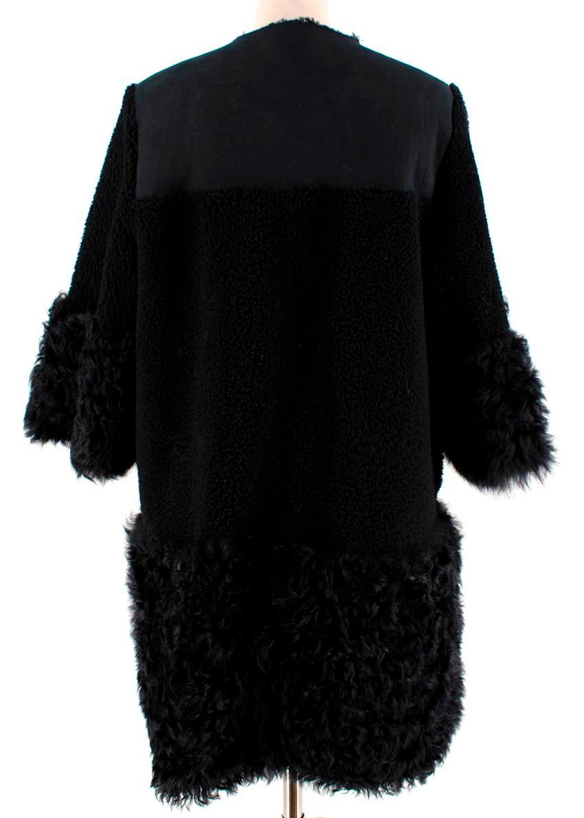 REDValentino Black Shearling & Suede Coat - Size US 4 For Sale 1