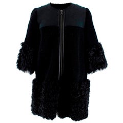 REDValentino Black Shearling & Suede Coat - Size US 4