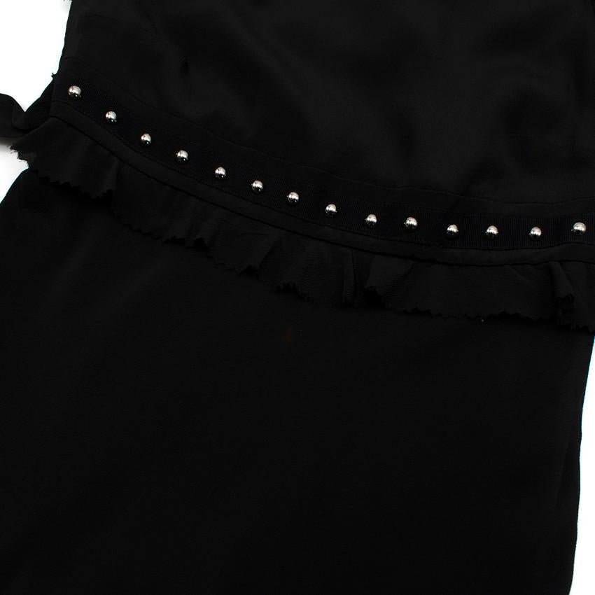 Women's REDValentino Black Silk Crepe de Chine Ruffle Trim Dress - US 6 For Sale