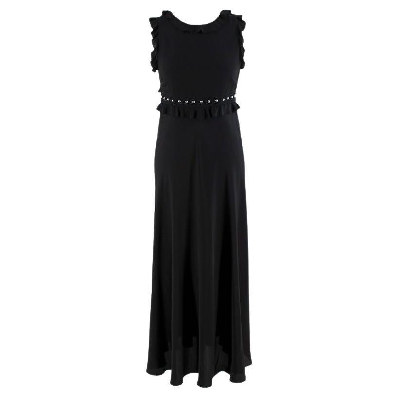 REDValentino Black Silk Crepe de Chine Ruffle Trim Dress - US 6 For Sale