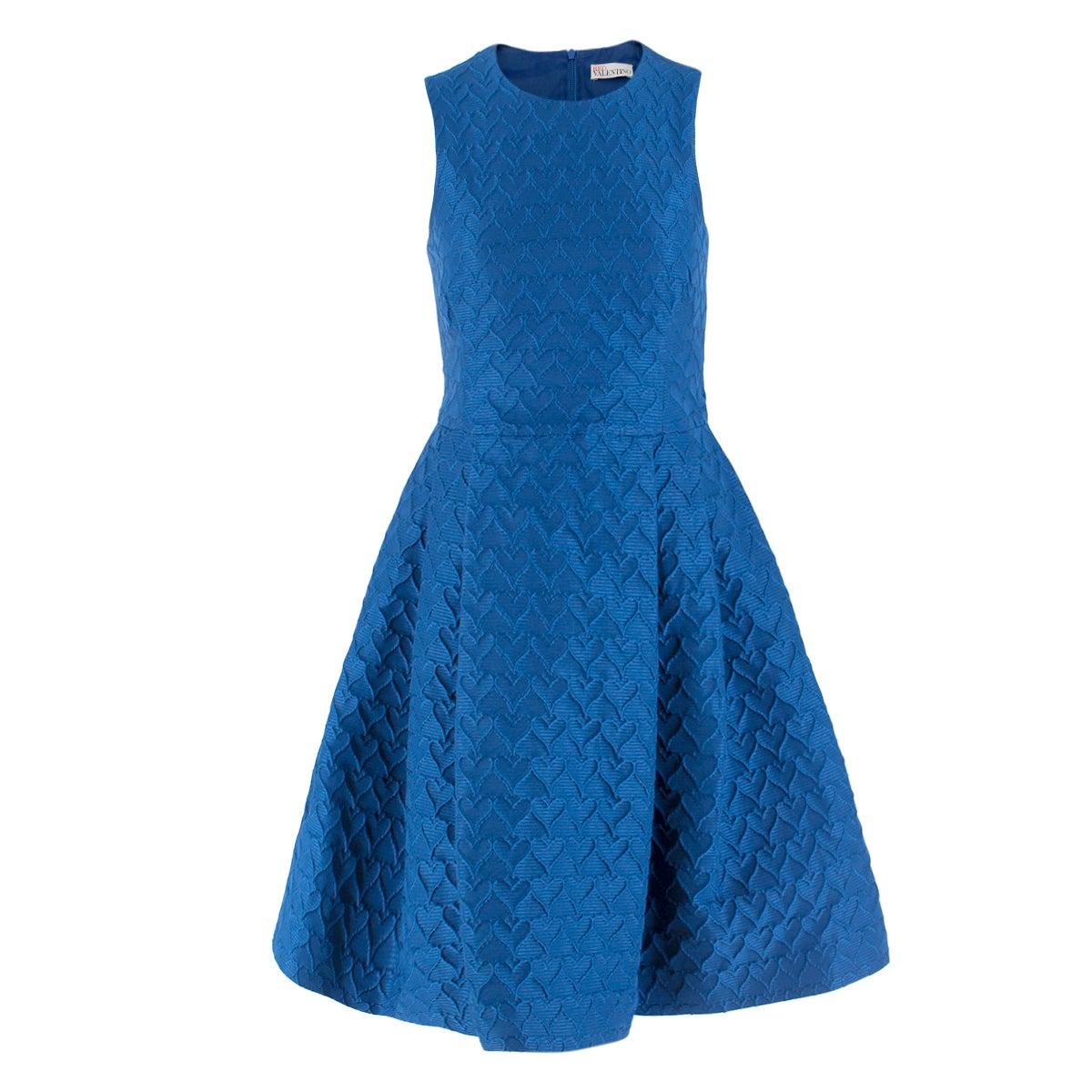 REDValentino Blue Heart-cloque A-line Dress IT 38
