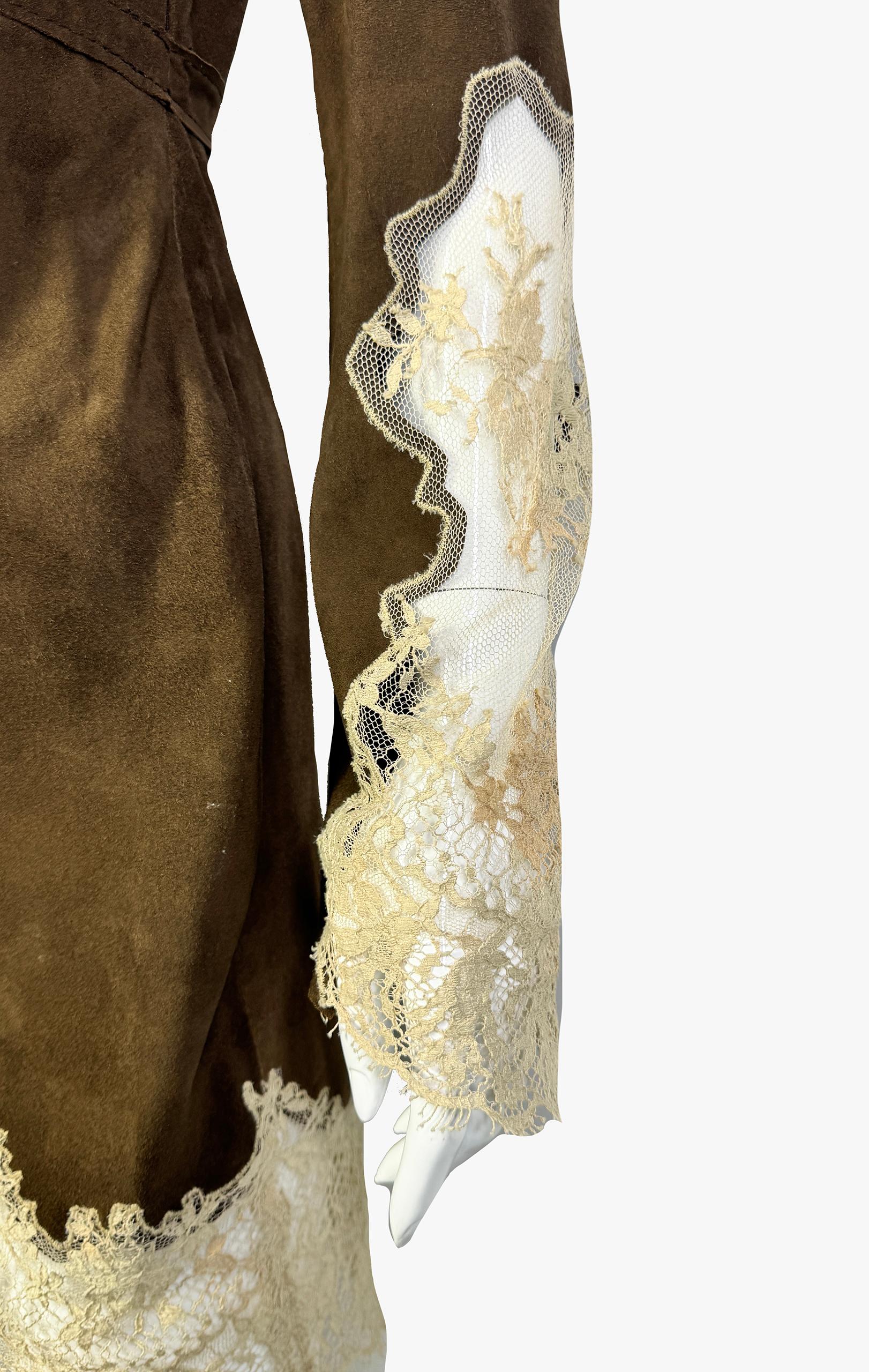 Women's or Men's REDValentino mini boho brown suede lace dress For Sale