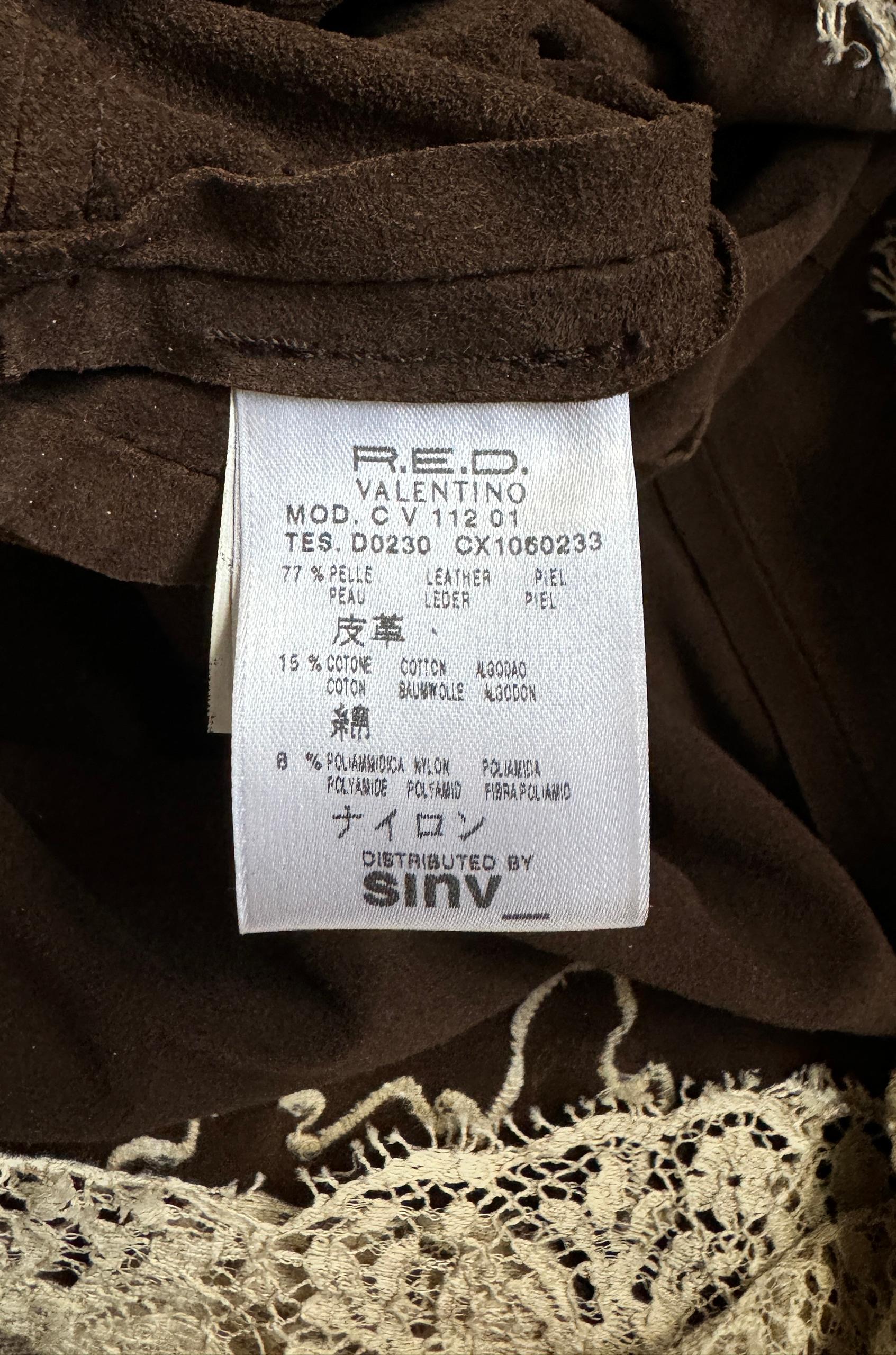 REDValentino mini boho brown suede lace dress For Sale 2