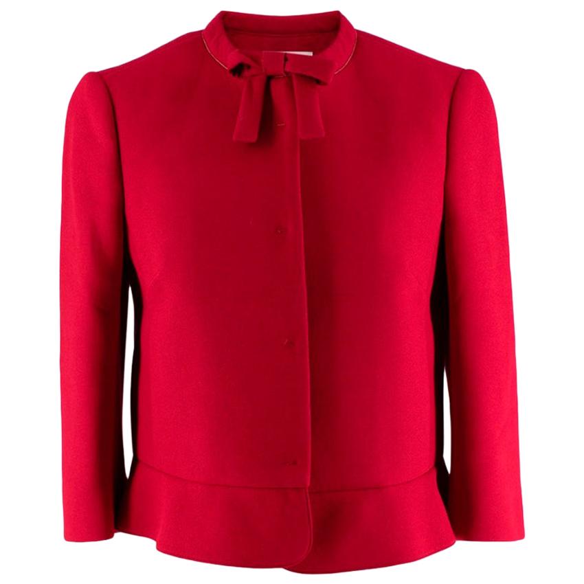 REDValentino Red Neoprene Jacket with Bow Detail - Size US4 For Sale