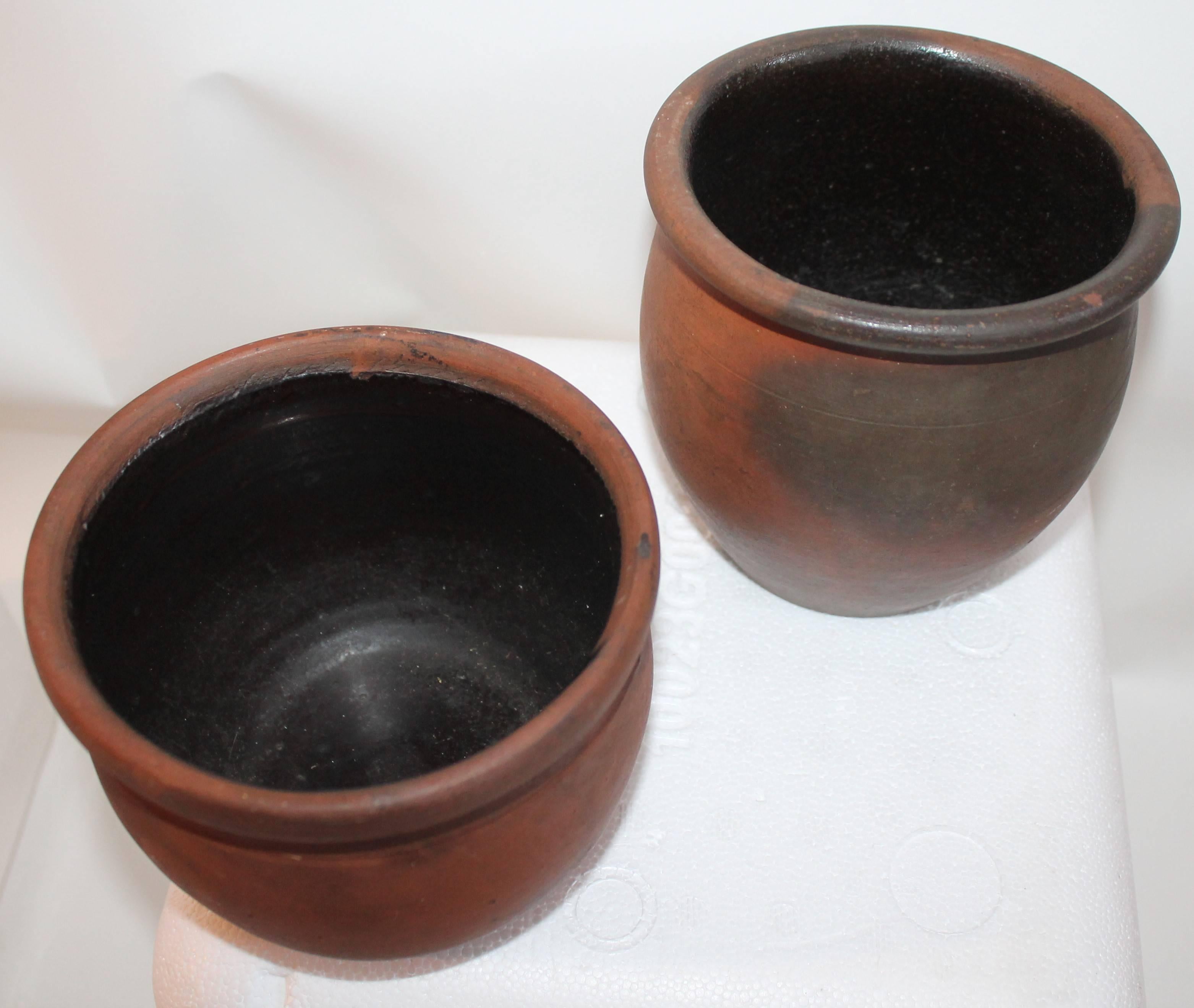 Hand-Crafted Redware Pennsylvania 19th Century Crocks, Two Pieces