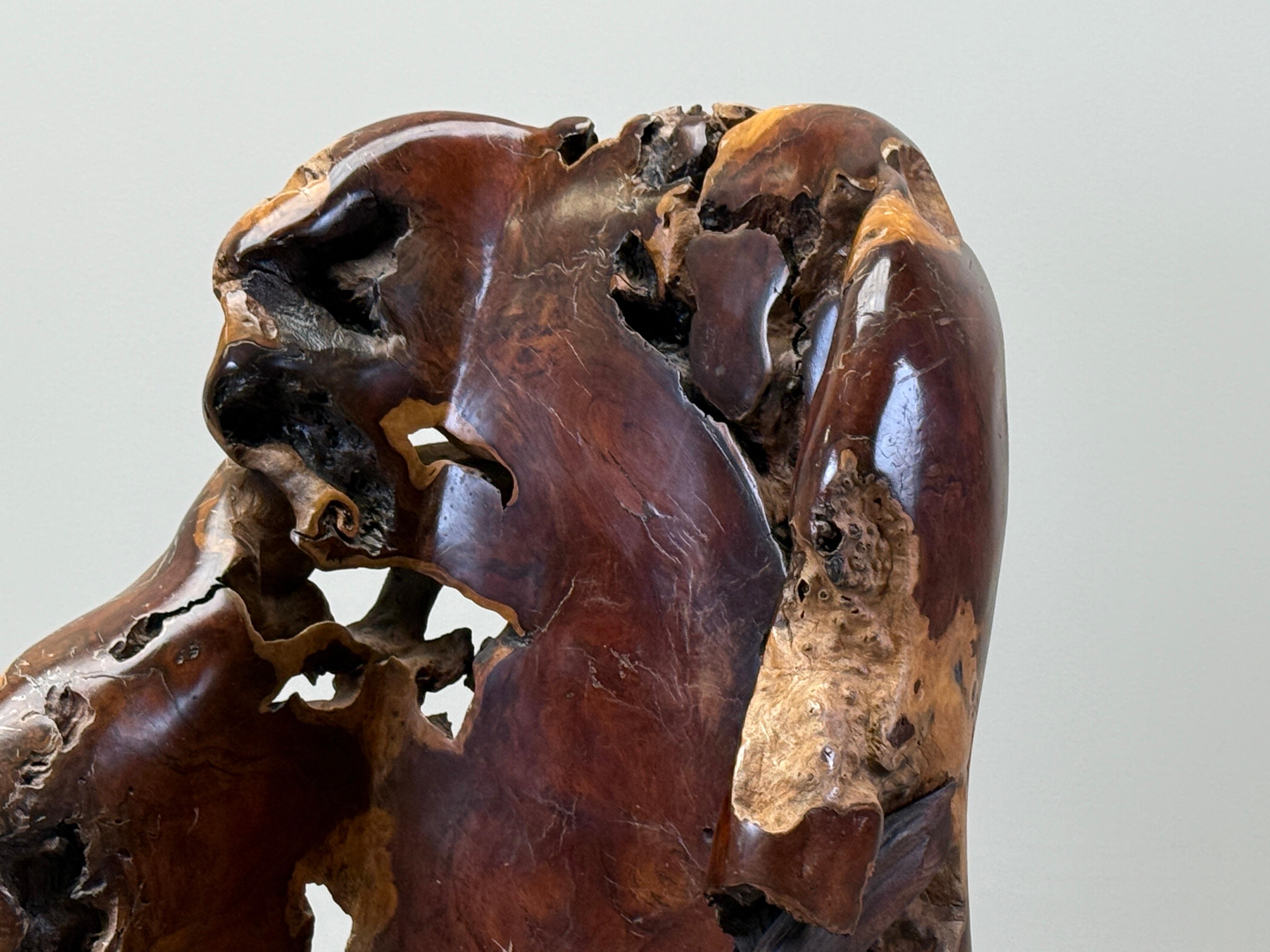 Dallo studio di Clifford Short, un talentuoso artigiano californiano che viveva nella zona montuosa di Santa Cruz, in California.
Una sedia in radica di sequoia massiccia che è stata modellata a mano per creare una forma scultorea e funzionale.
