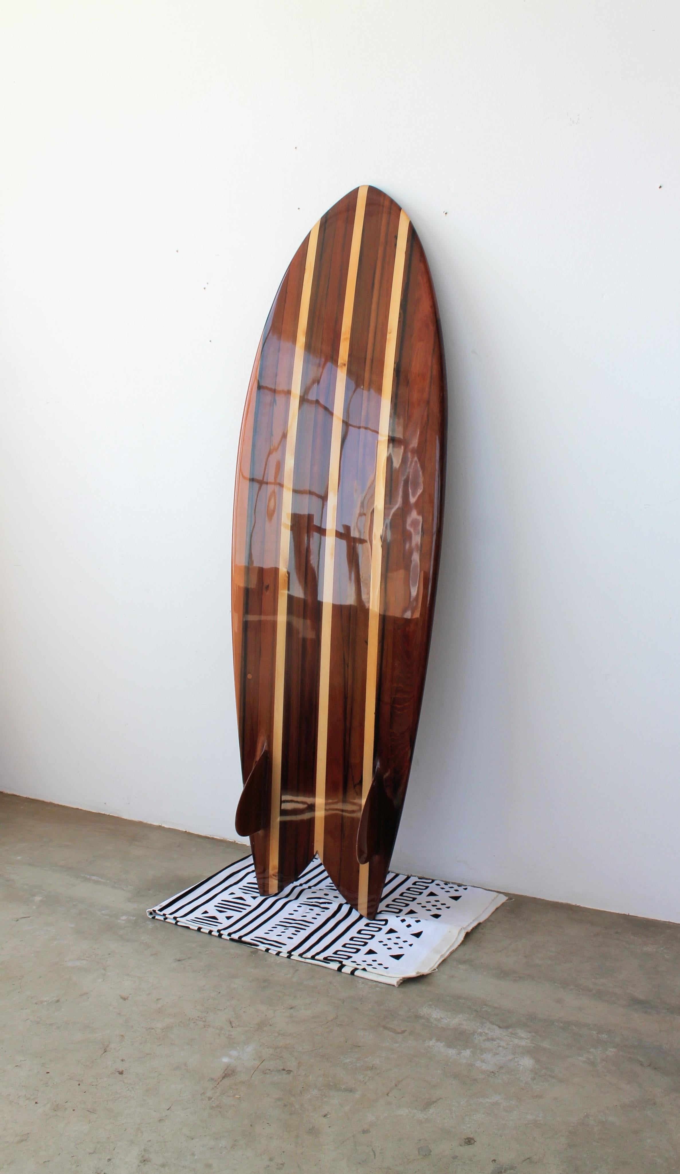 Anglo-Japanese Twin Keel Surfboard in Redwood in Stock