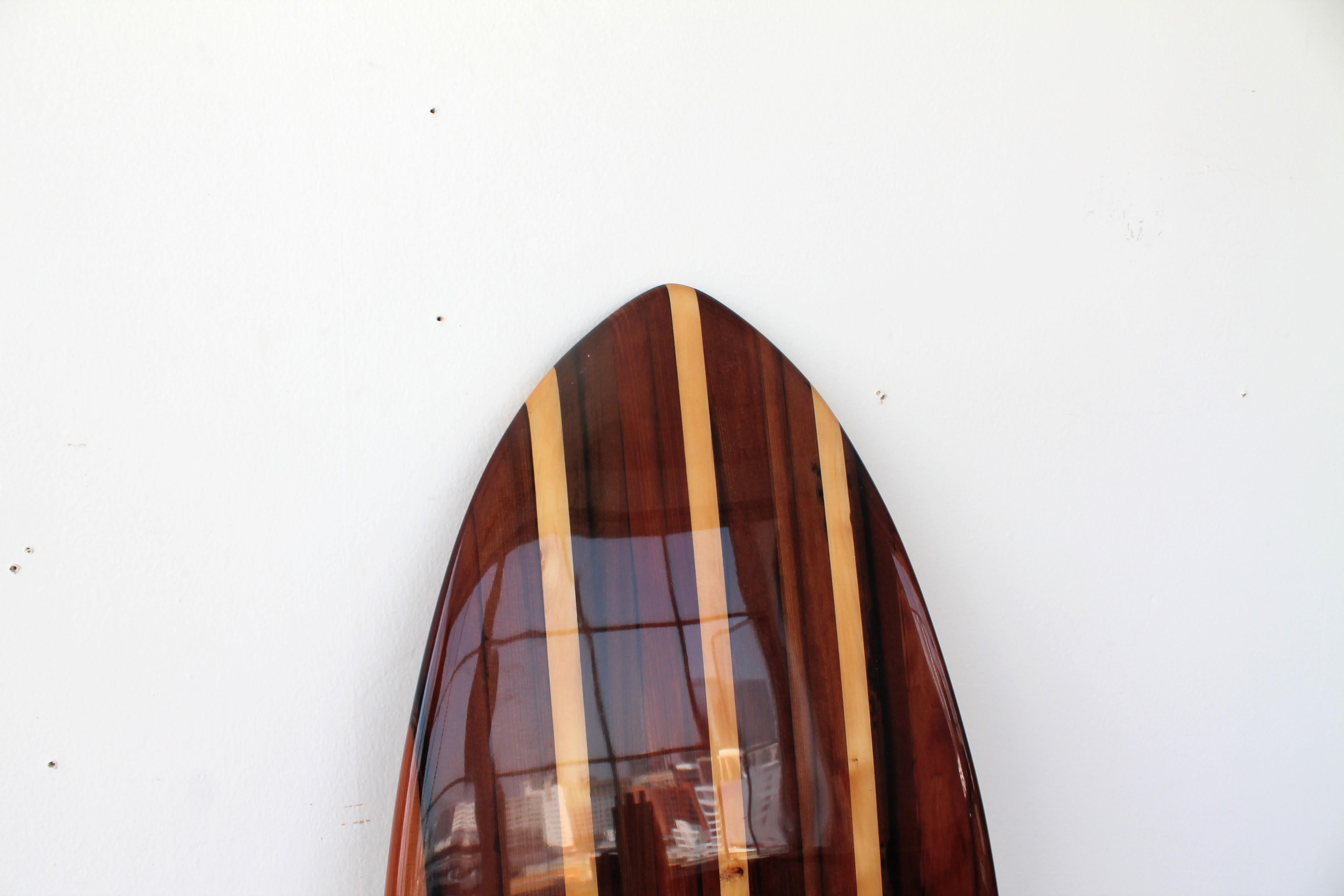 Hand-Crafted Twin Keel Surfboard in Redwood in Stock