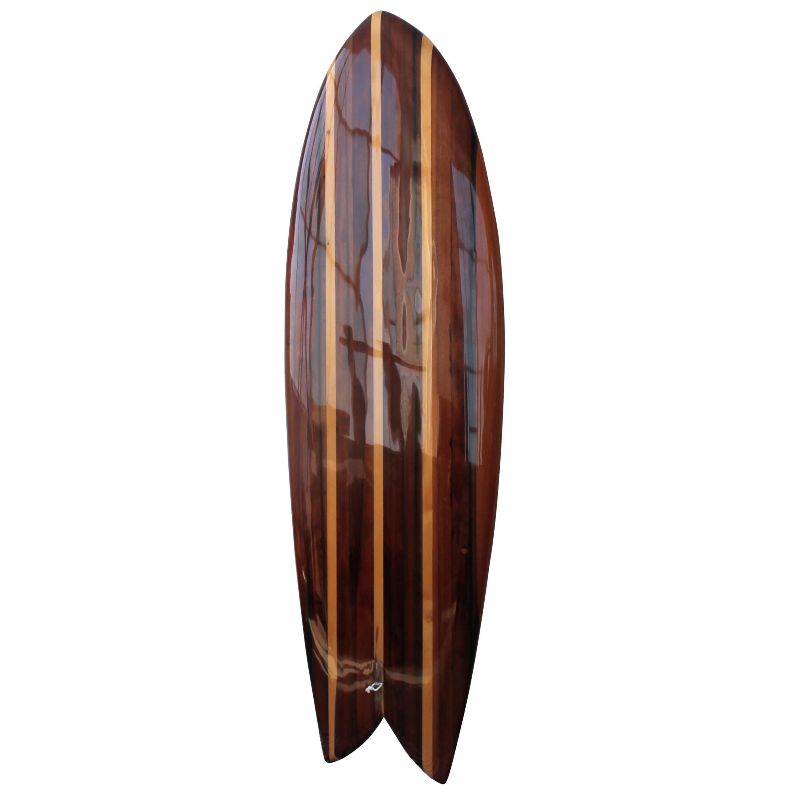 Twin Keel Surfboard in Redwood in Stock