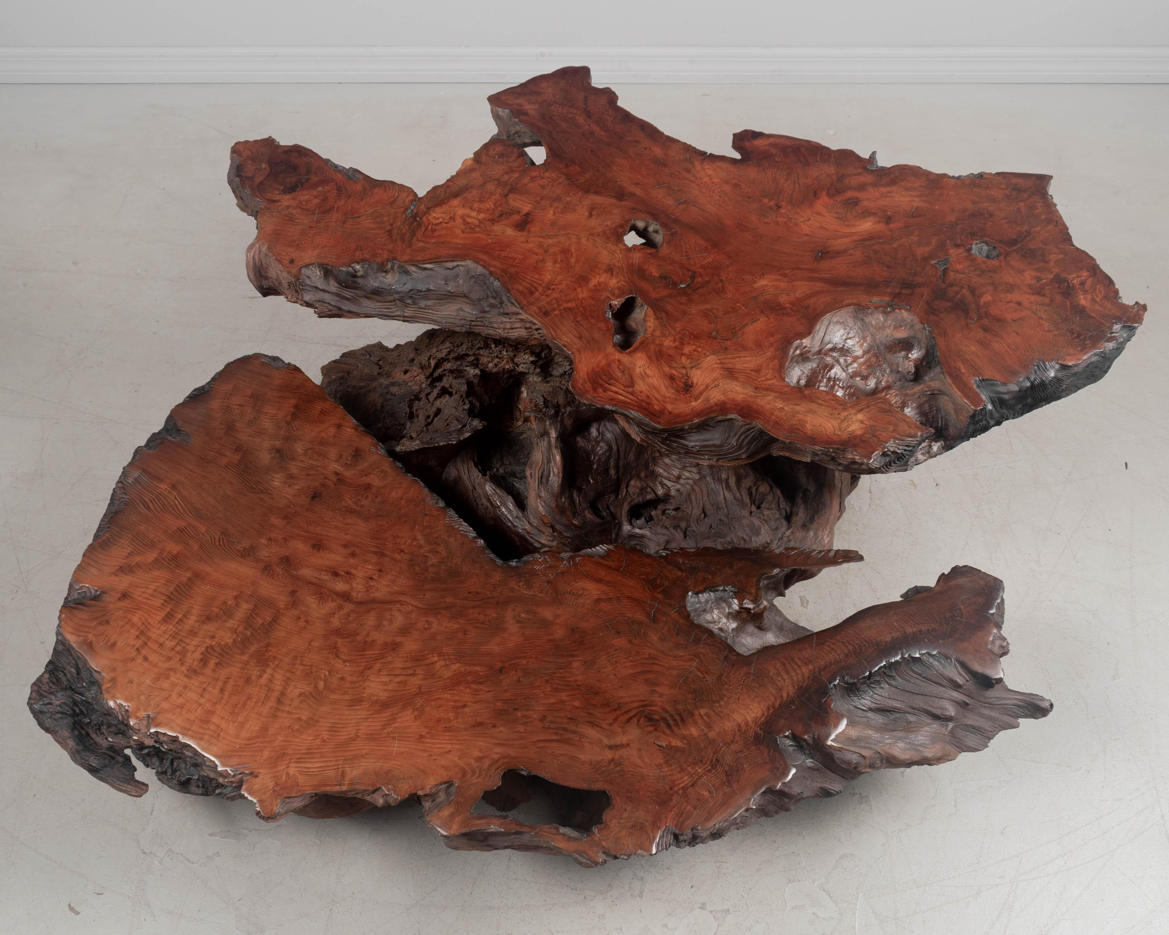 Redwood Live Edge Tiered Coffee Table For Sale 3