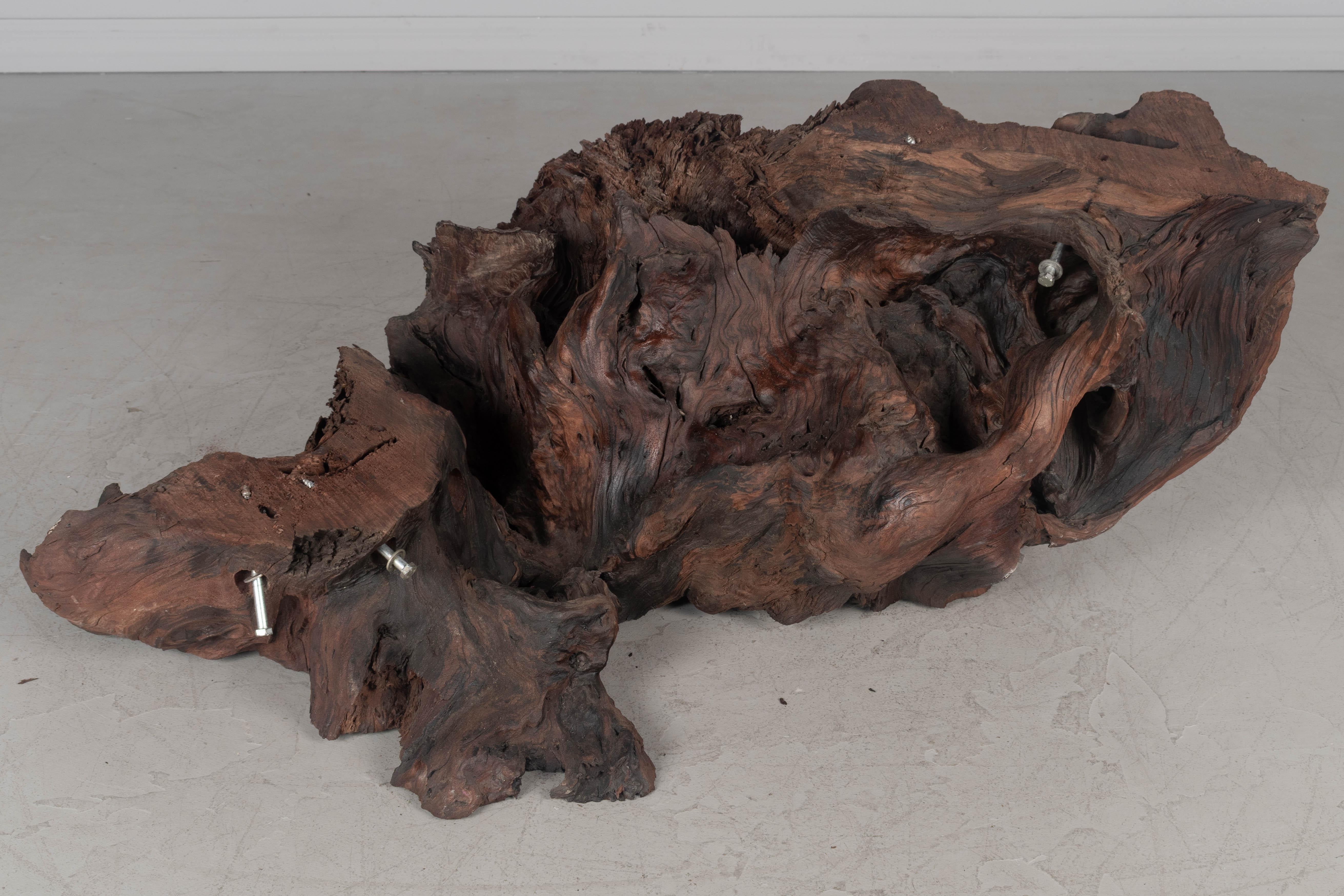 Redwood Live Edge Tiered Coffee Table For Sale 7