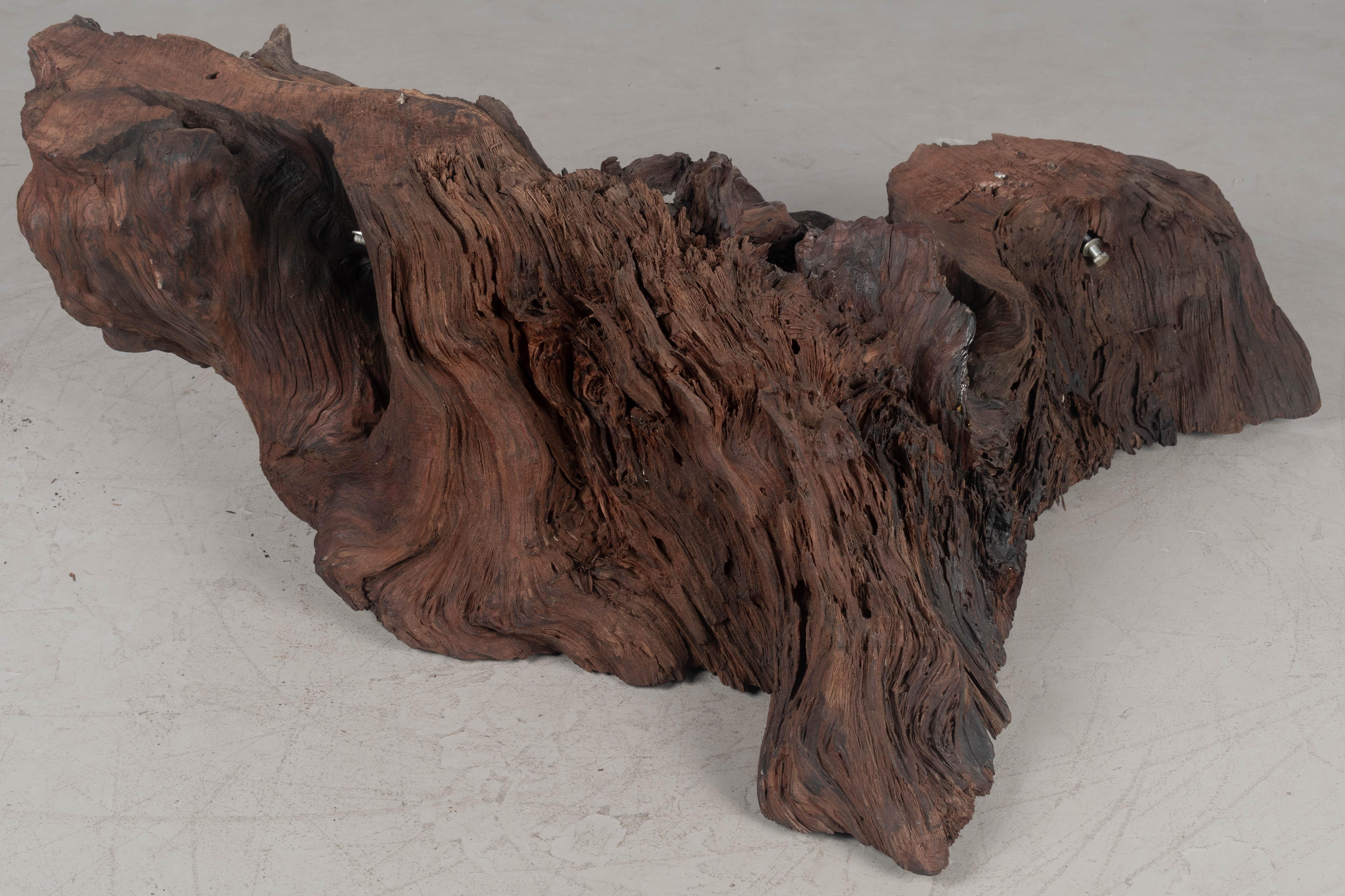 Redwood Live Edge Tiered Coffee Table For Sale 8