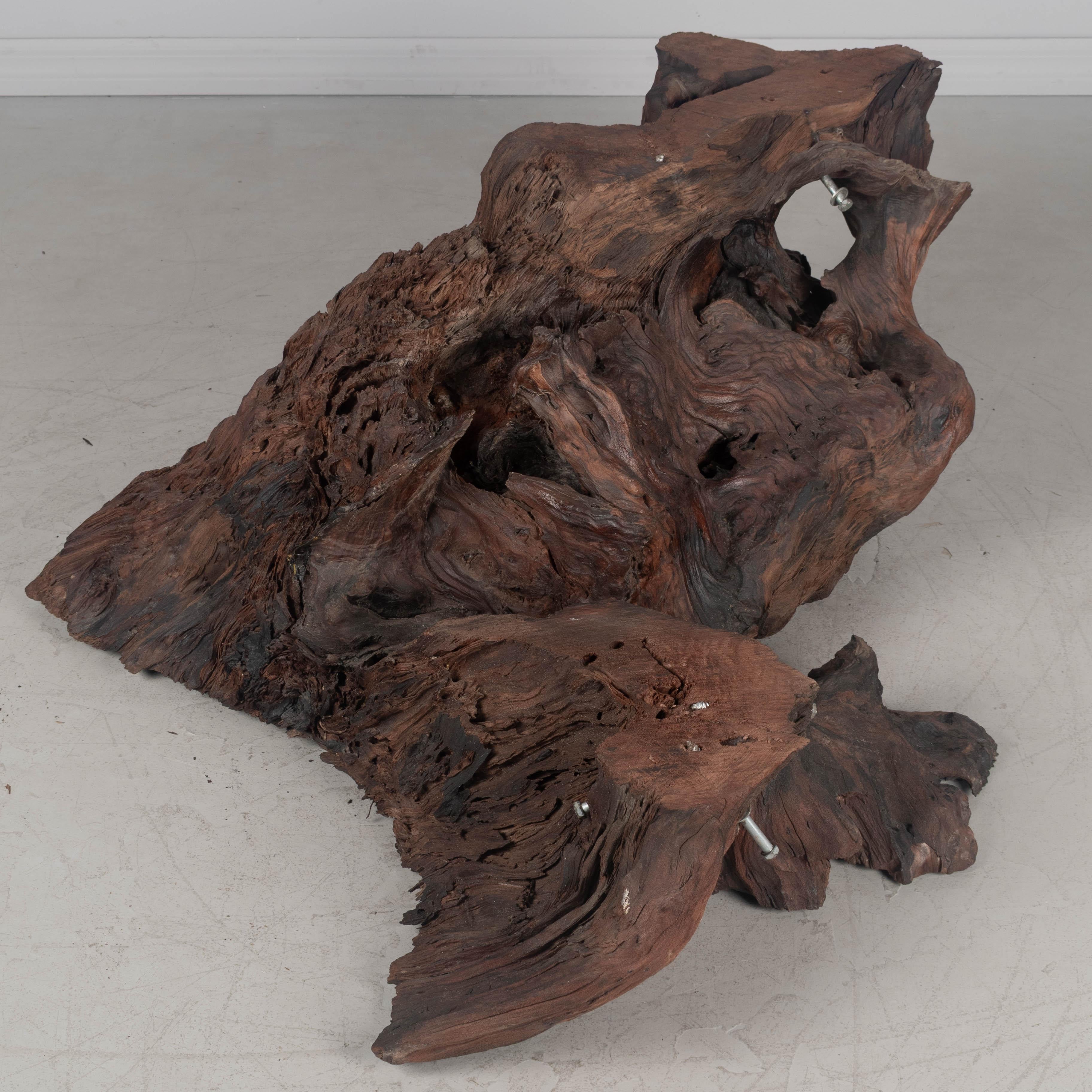 Redwood Live Edge Tiered Coffee Table For Sale 9