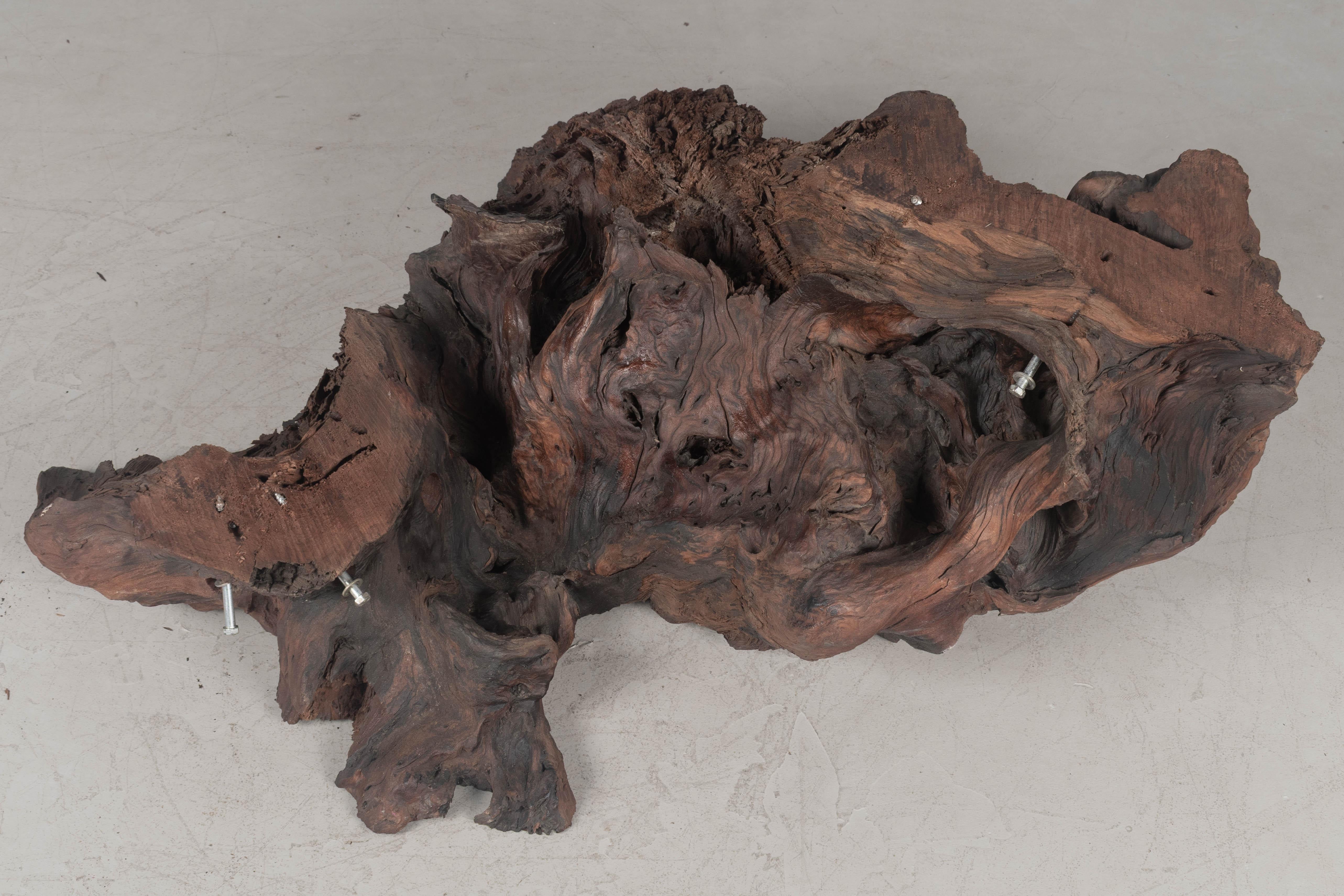 Redwood Live Edge Tiered Coffee Table For Sale 10