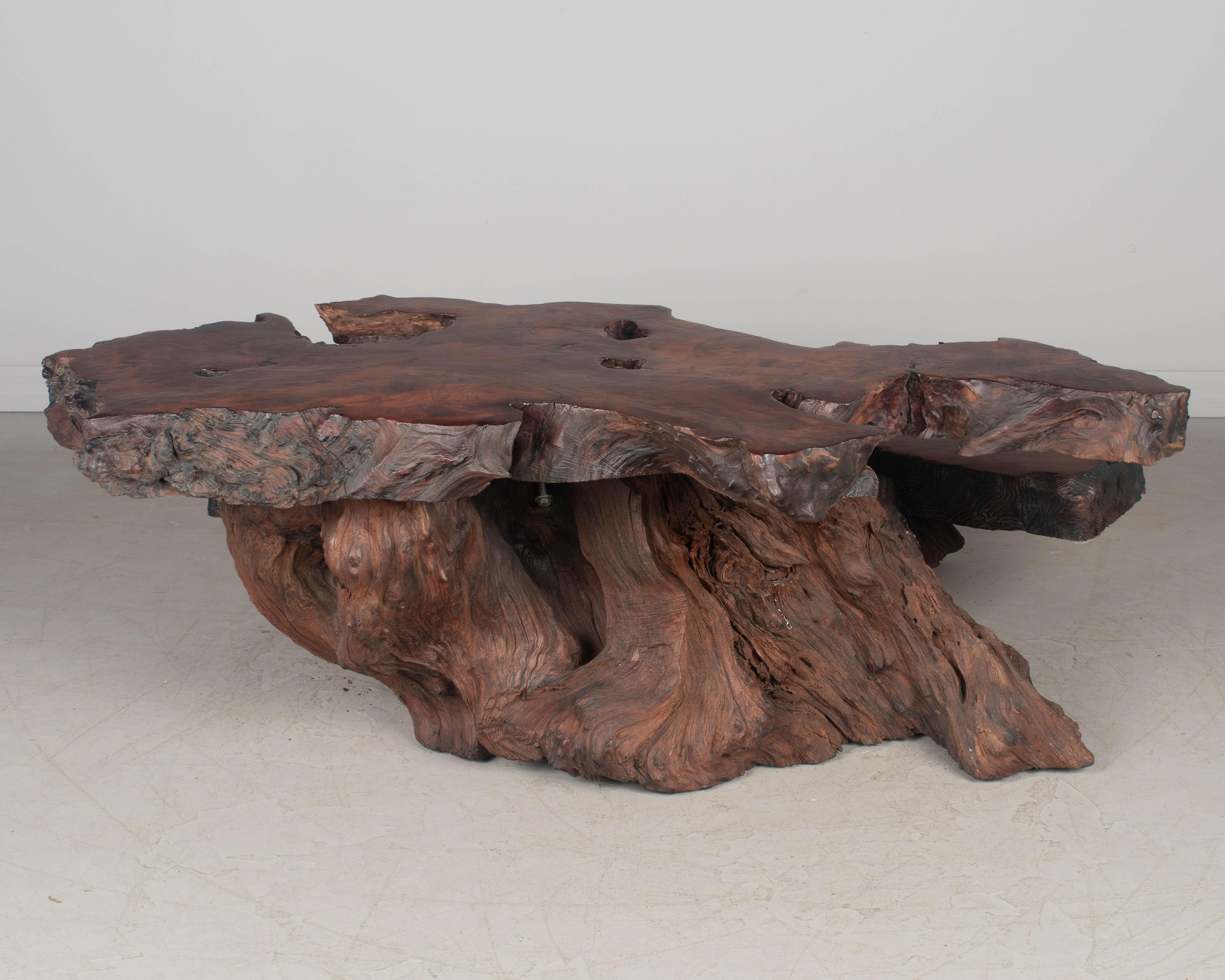 20th Century Redwood Live Edge Tiered Coffee Table For Sale