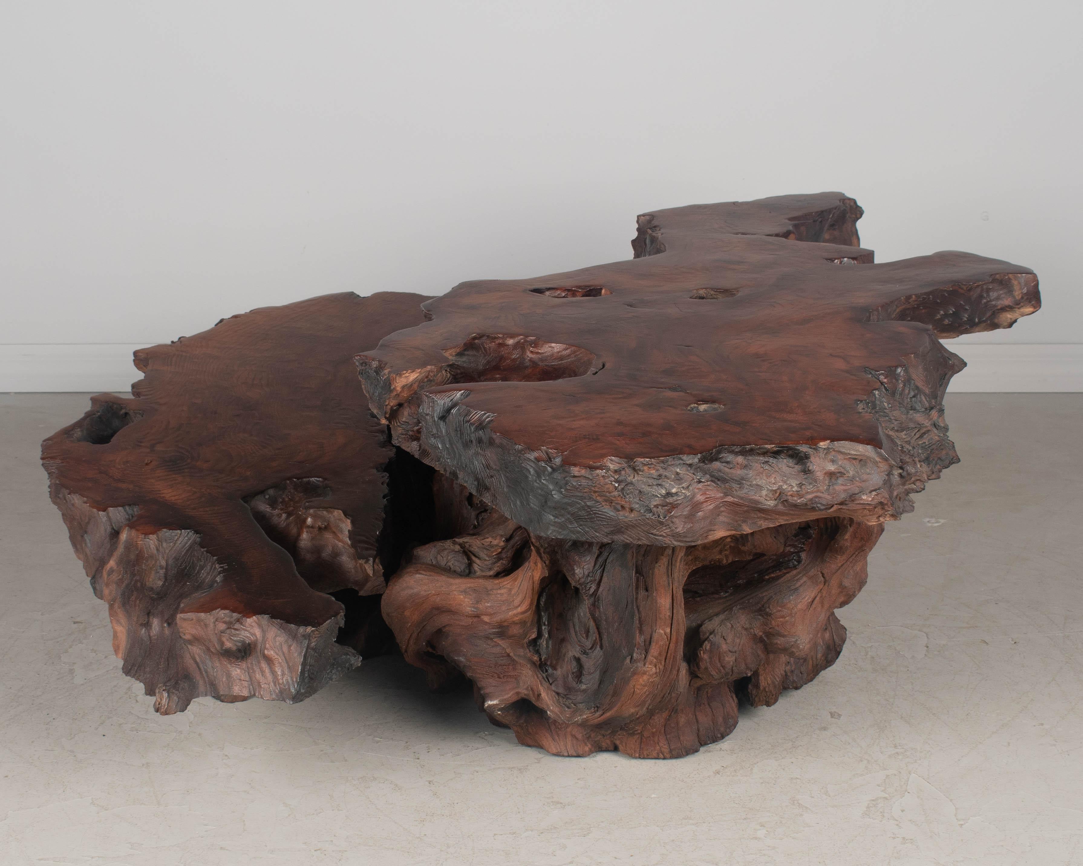 Redwood Live Edge Tiered Coffee Table For Sale 1