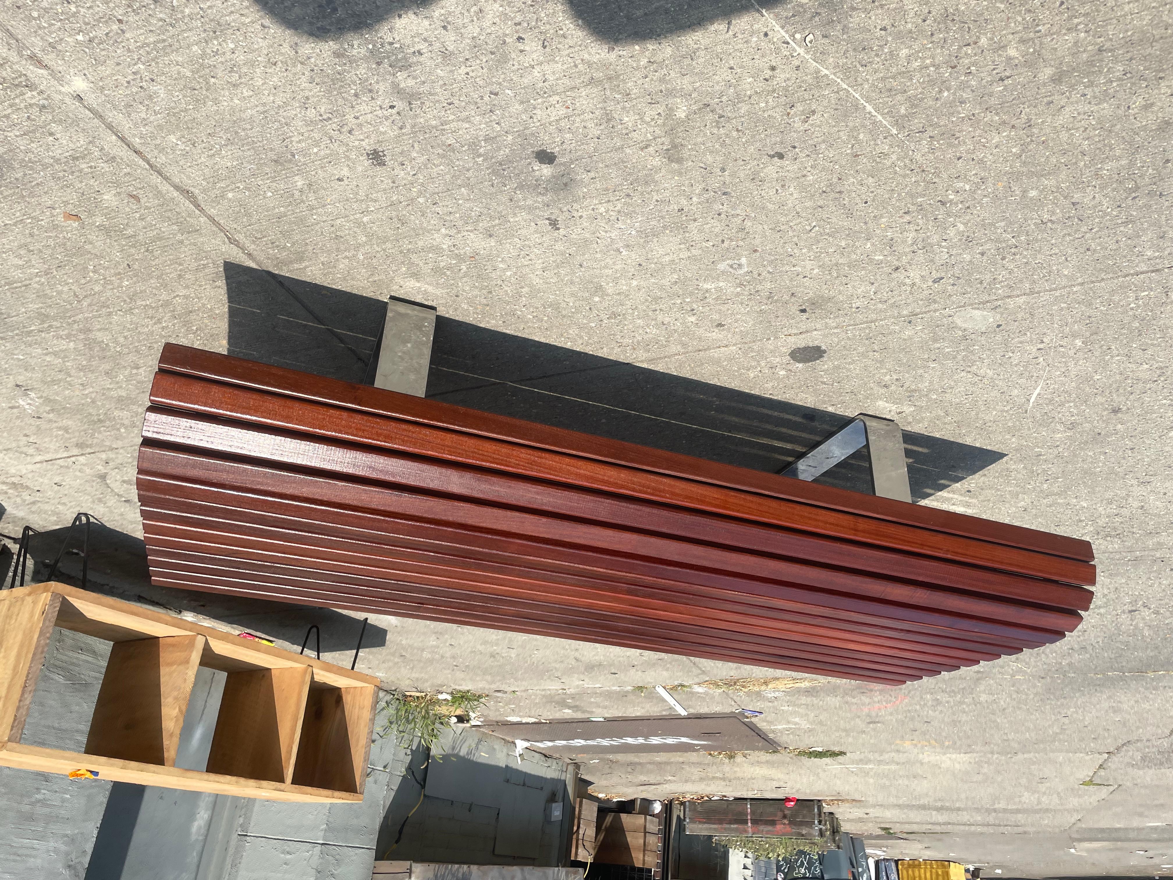 Redwood Mid Century Modern Wood Slat Coffee Table / Bench For Sale 9