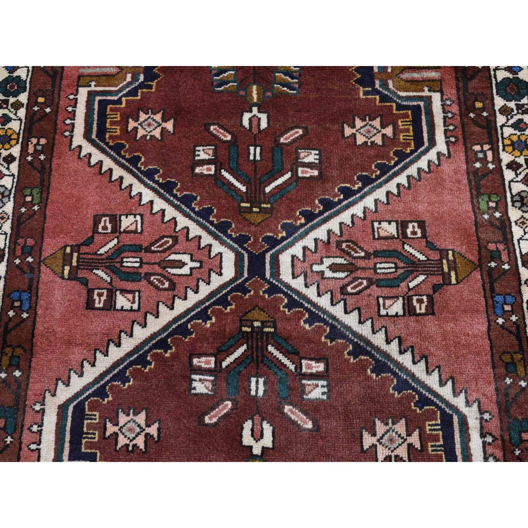 Mid-20th Century Redwood Red Vintage Persian Malayer Pure Wool Hand Knotted Wide Runner Rug For Sale