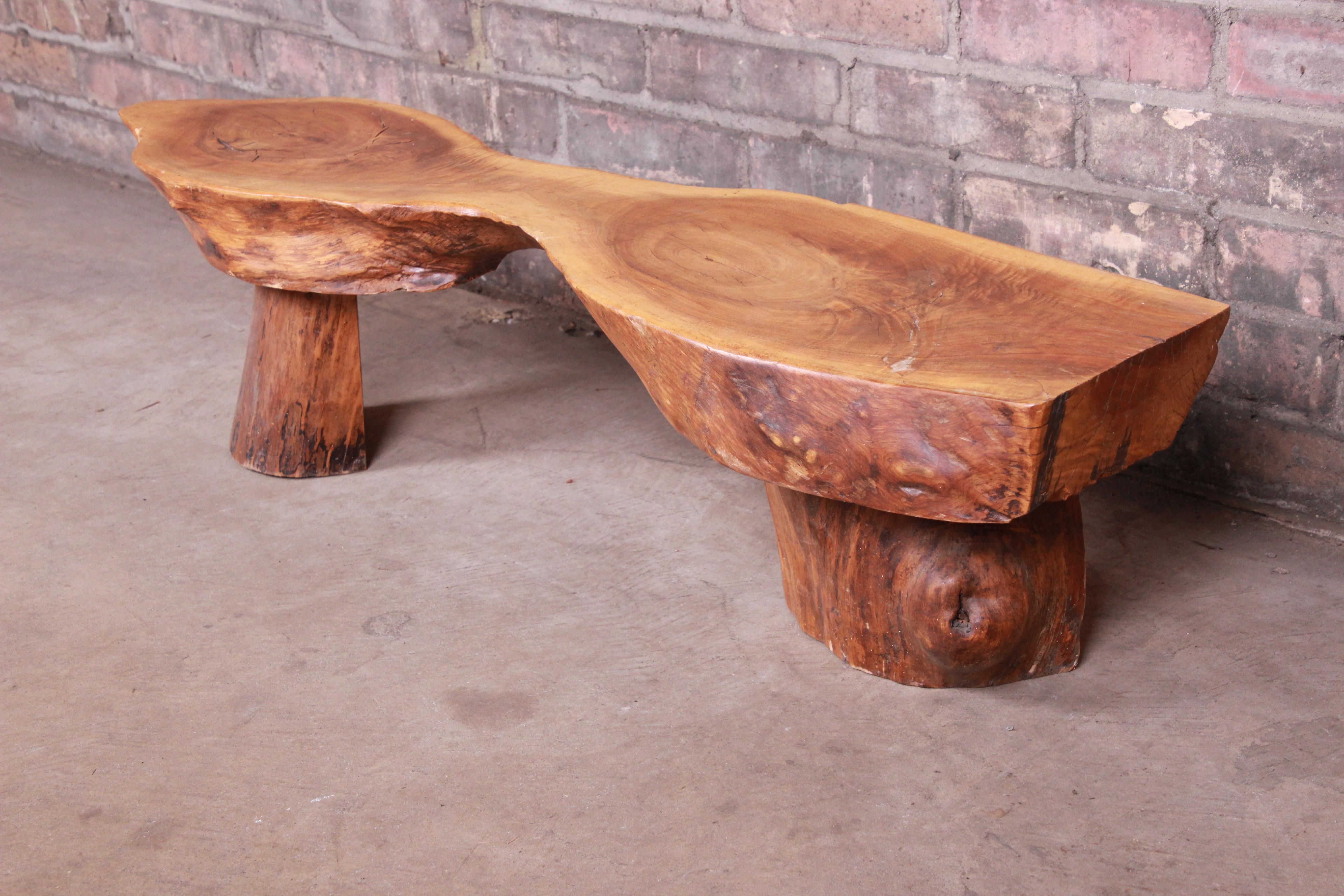 Redwood Rustic Live Edge Low Coffee Table or Occasional Side Table In Good Condition In South Bend, IN