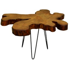 Redwood Tree Live Edge Coffee Table with Hairpin Legs / LECT115