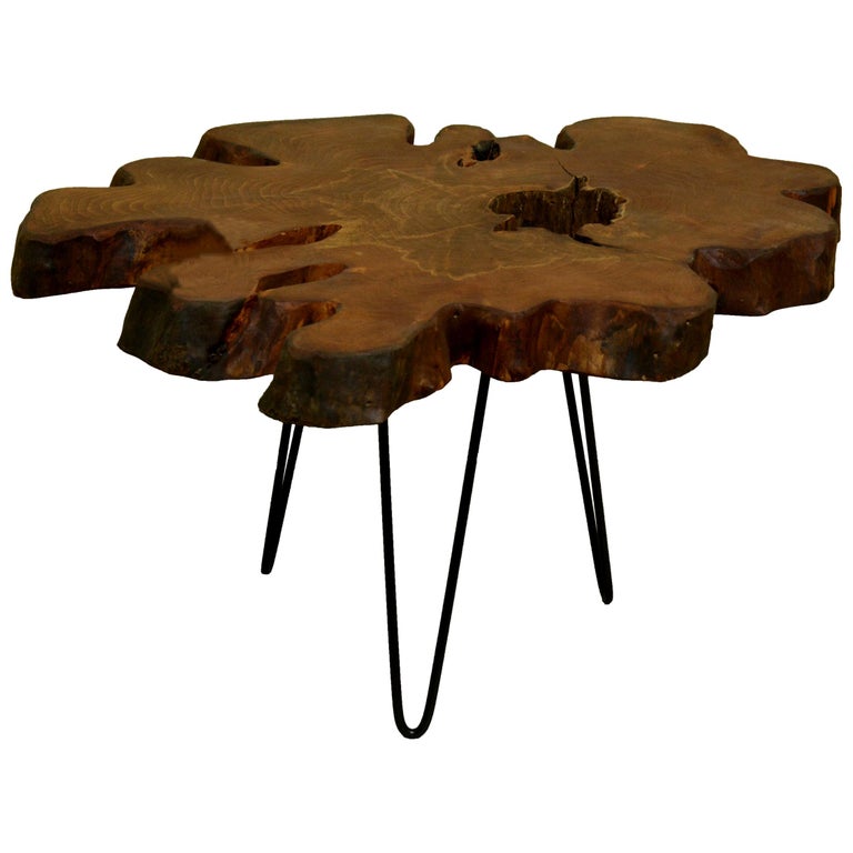 Redwood Tree Live Edge Coffee Table With Hairpin Legs Lect117 For Sale At 1stdibs
