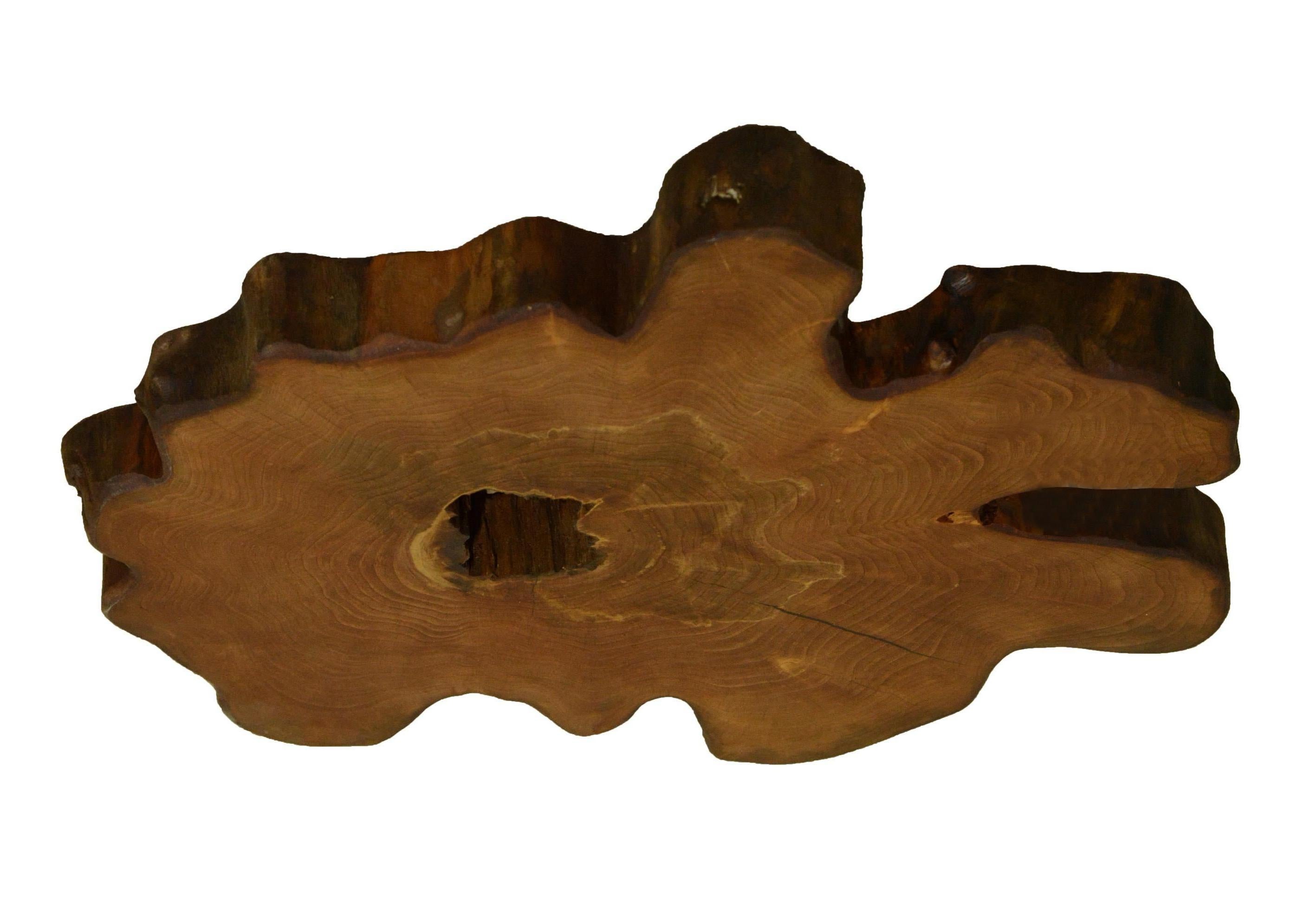Mid-Century Modern Redwood Tree Live Edge Coffee Table with Hairpin Legs / LECT119 For Sale